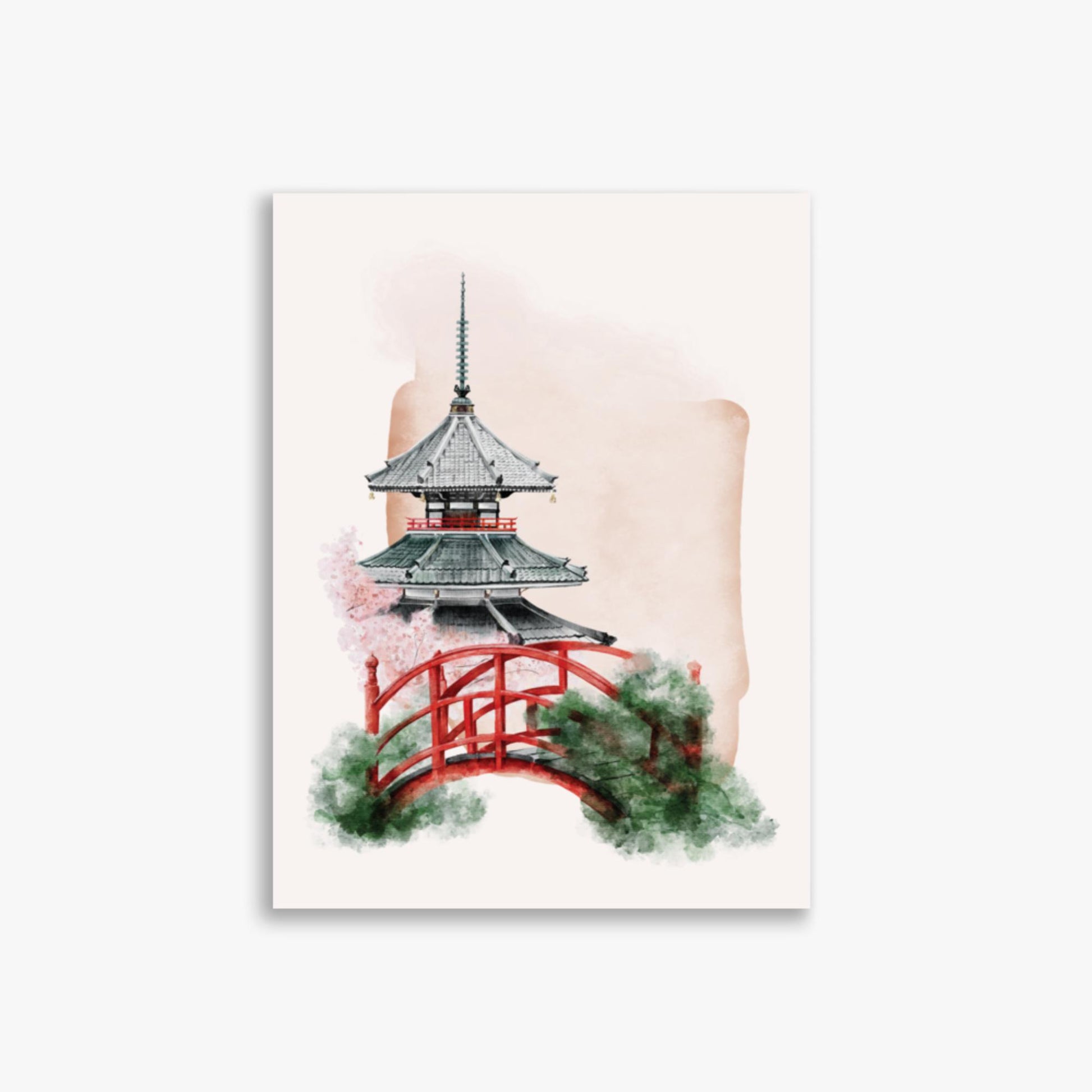 Modern illustration: Shrine with Bridge 30x40 cm Poster