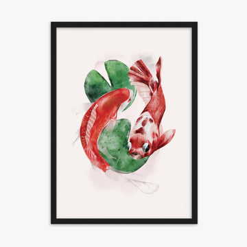 Modern illustration: Koi 50x70 cm Poster With Black Frame Frame