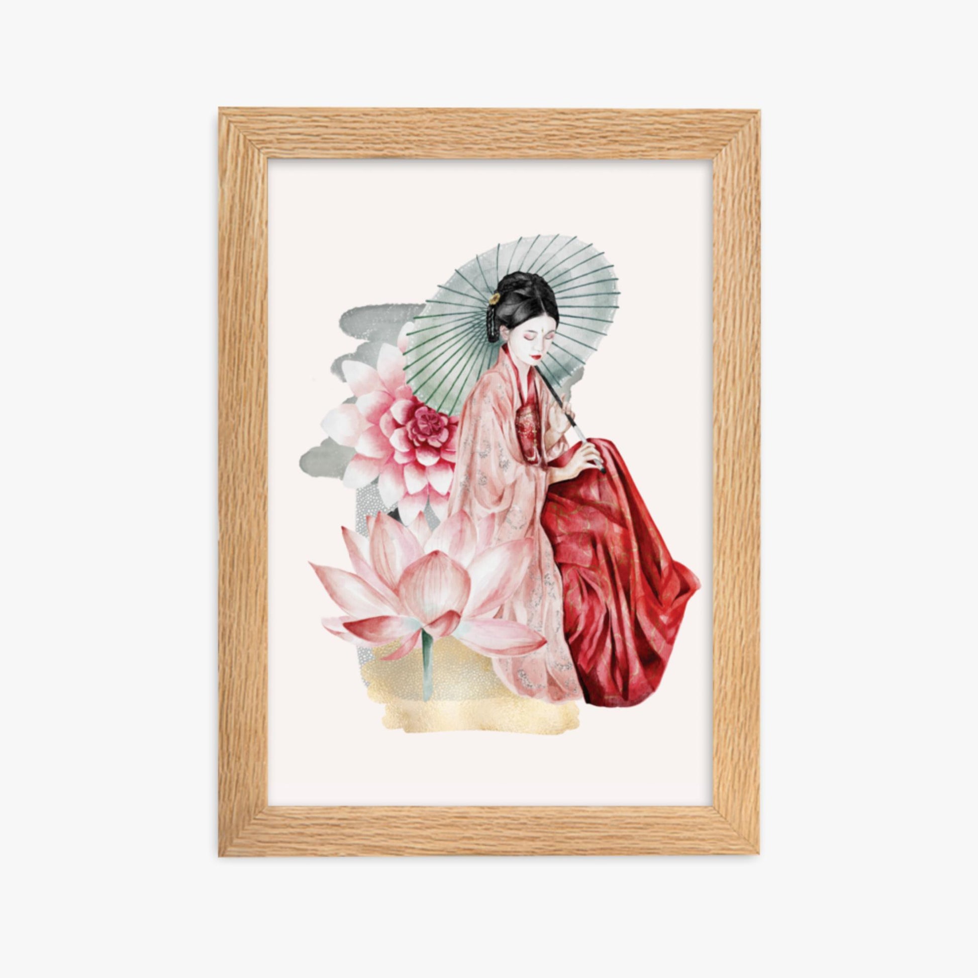 Modern illustration: Serenity 21x30 cm Poster With Oak Frame Frame