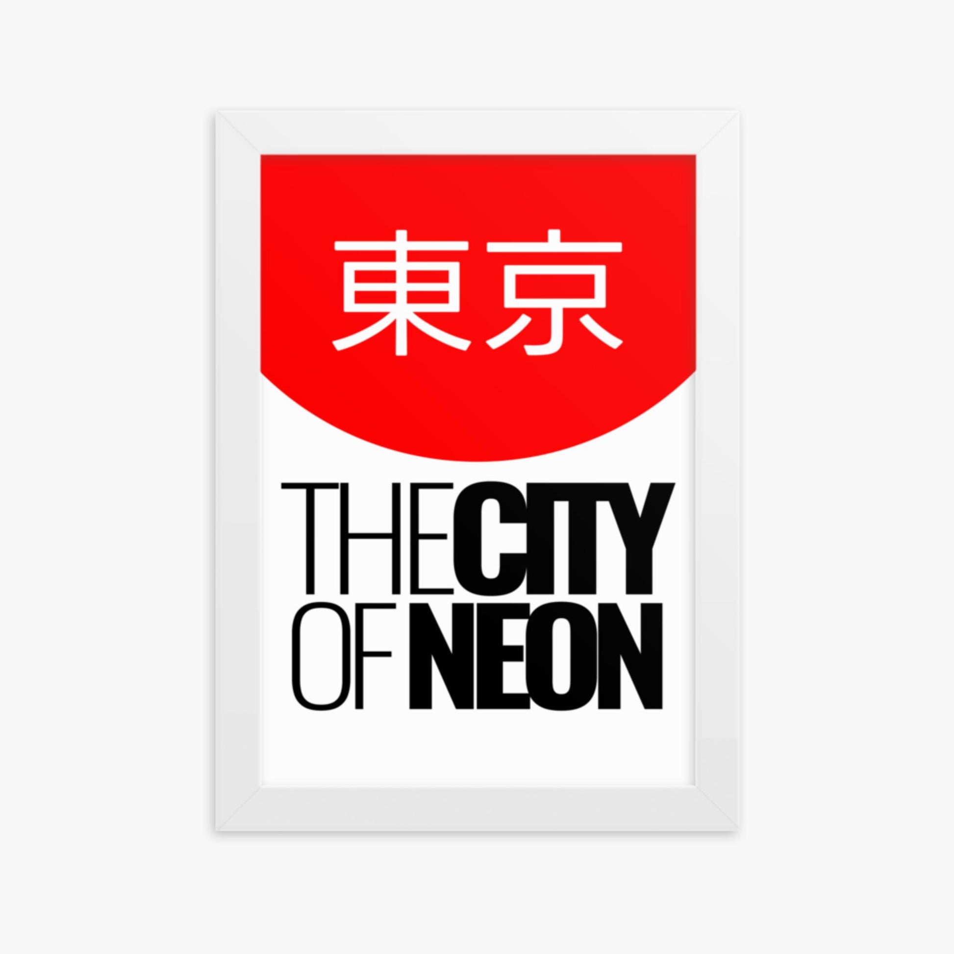 Modern illustration: The City of Neon 21x30 cm Poster With White Frame Frame