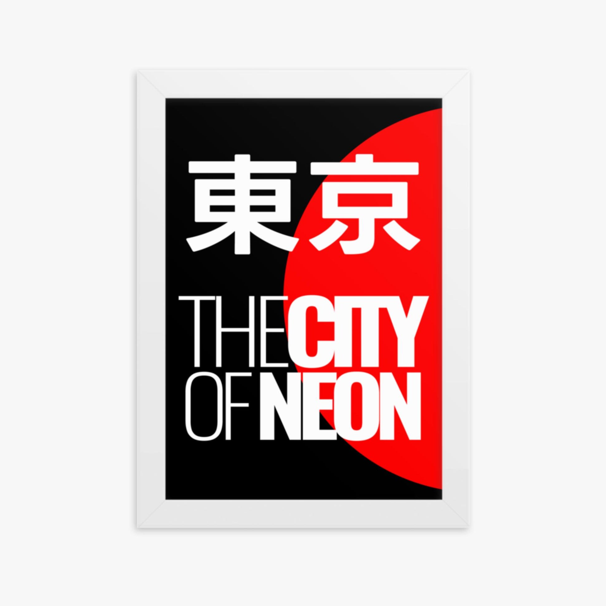 Modern illustration: Neon City 21x30 cm Poster With White Frame Frame