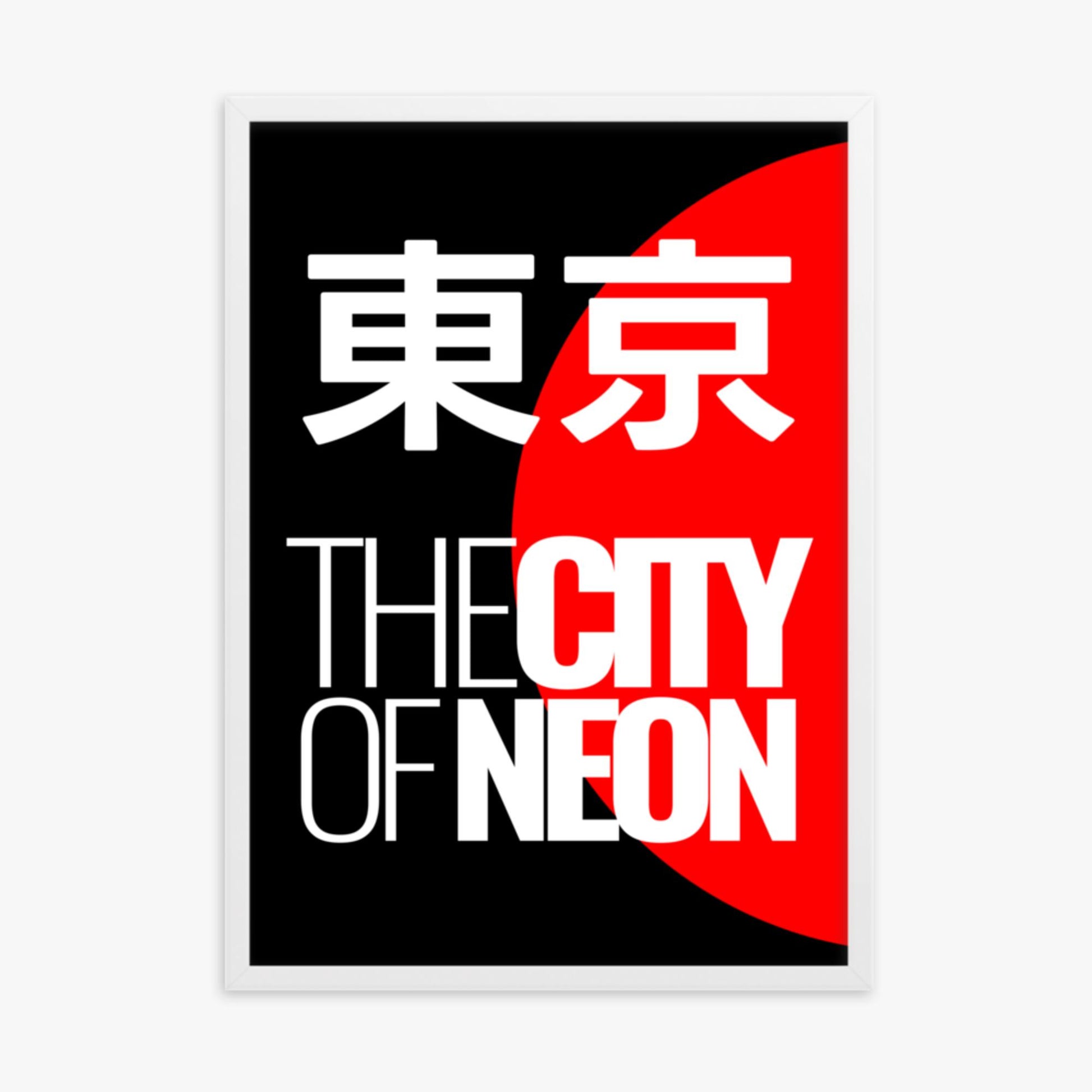 Modern illustration: Neon City 50x70 cm Poster With White Frame Frame