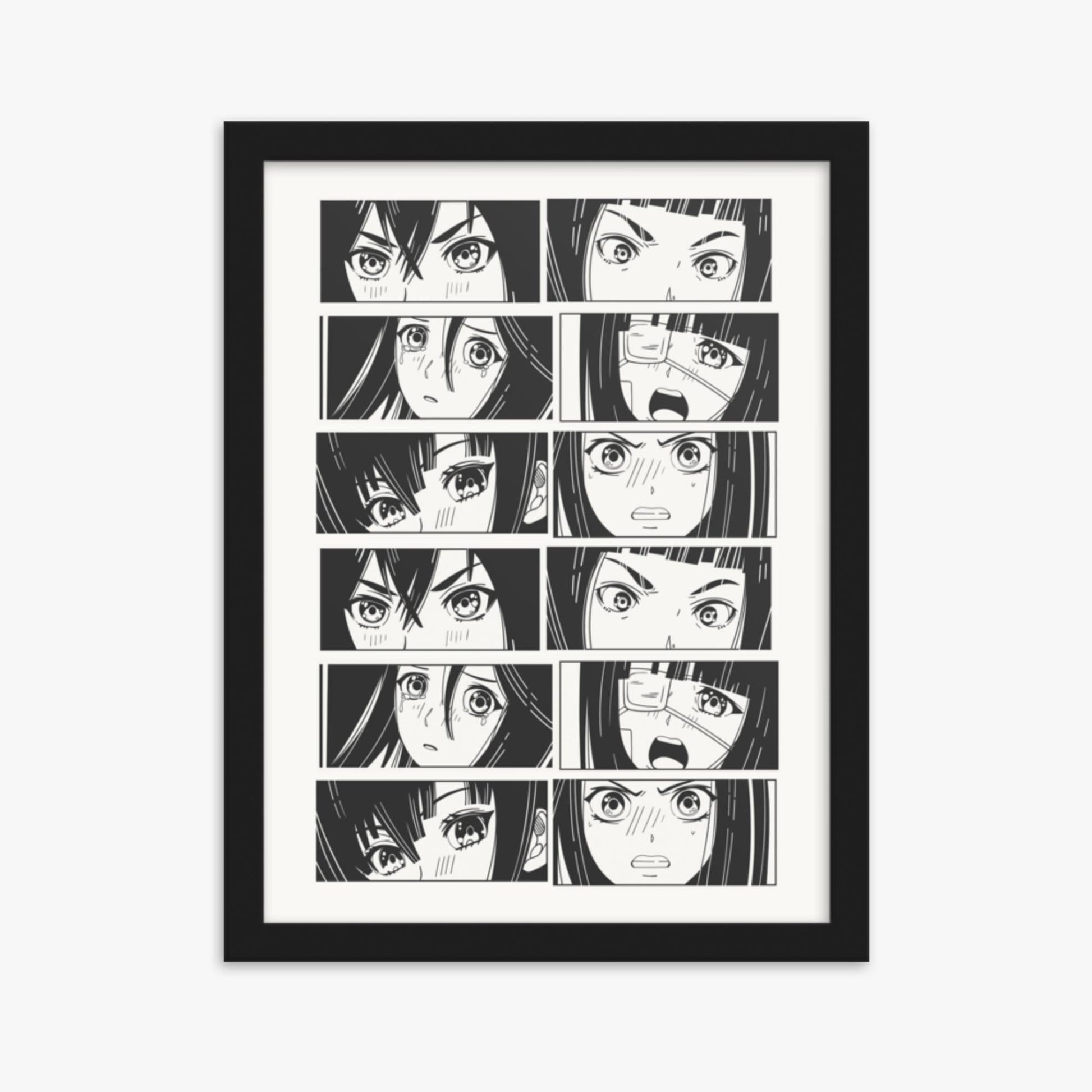 Modern illustration: Six Moods 30x40 cm Poster With Black Frame Frame