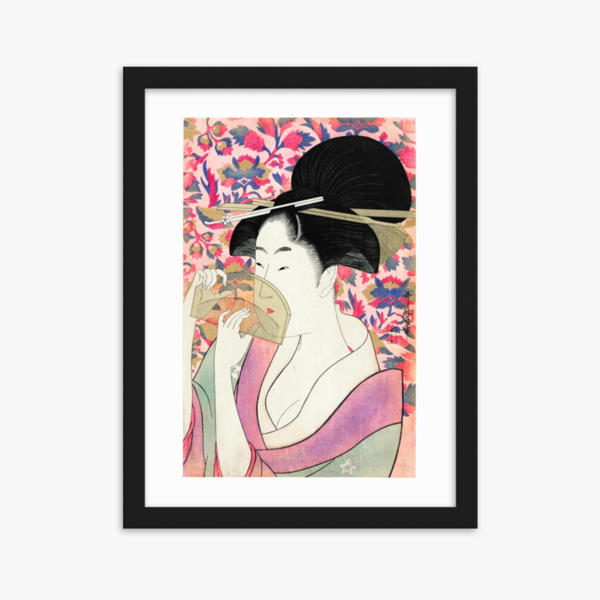 Utamaro Kitagawa - Kushi  30x40 cm Poster With Black Frame