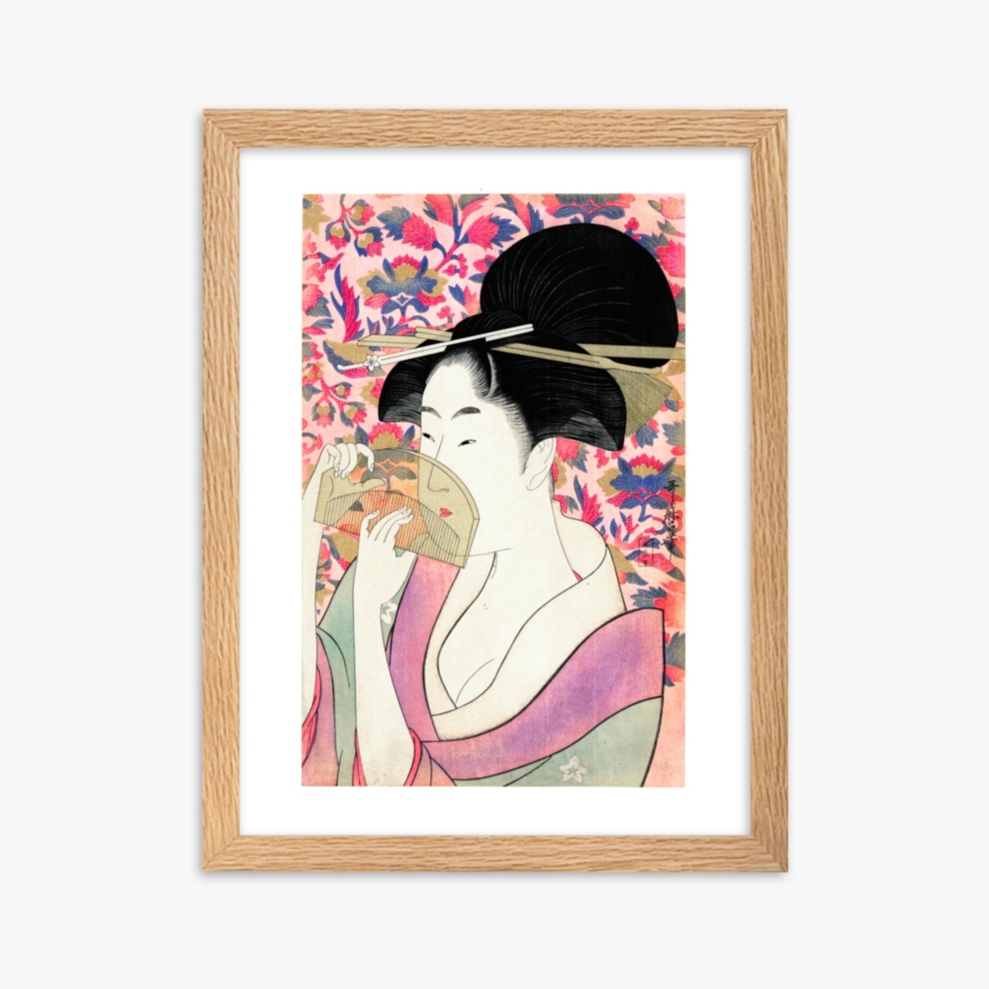 Utamaro Kitagawa - Kushi  30x40 cm Poster With Oak Frame