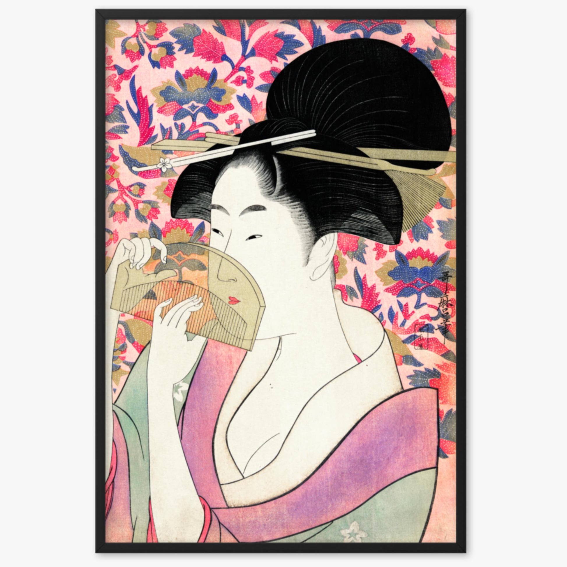 Utamaro Kitagawa - Kushi  61x91 cm Poster With Black Frame