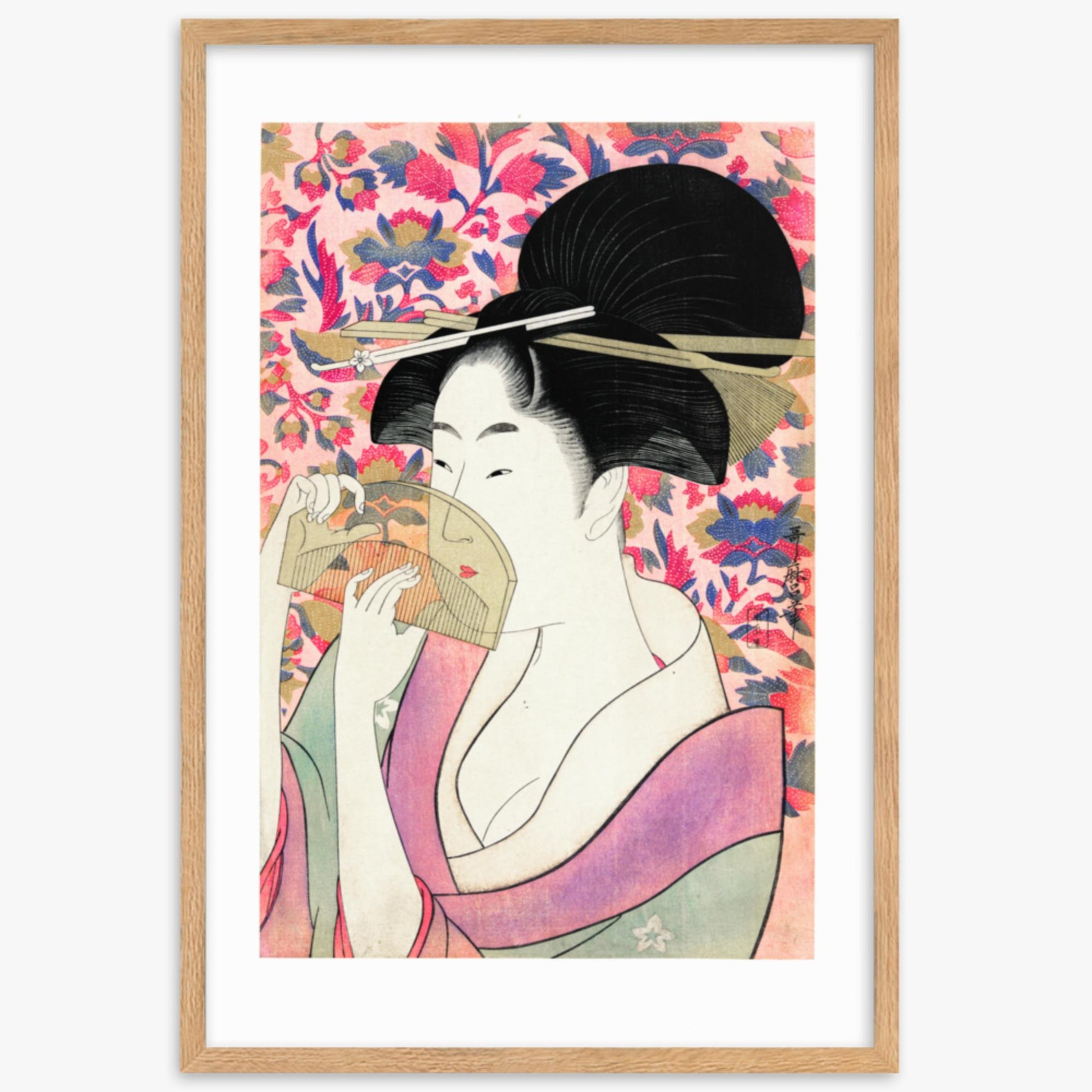 Utamaro Kitagawa - Kushi  61x91 cm Poster With Oak Frame