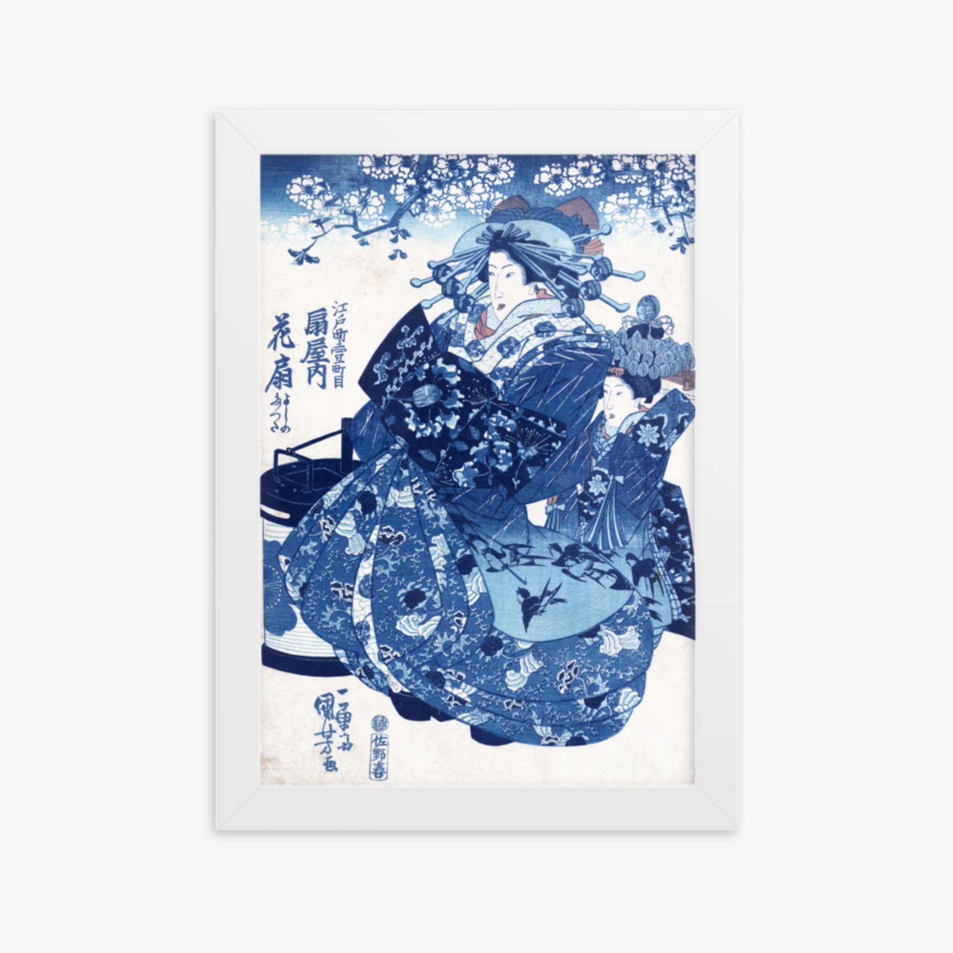 Utagawa Kuniyoshi - The Courtesan Hanao of Ōgi-ya 21x30 cm Poster With White Frame