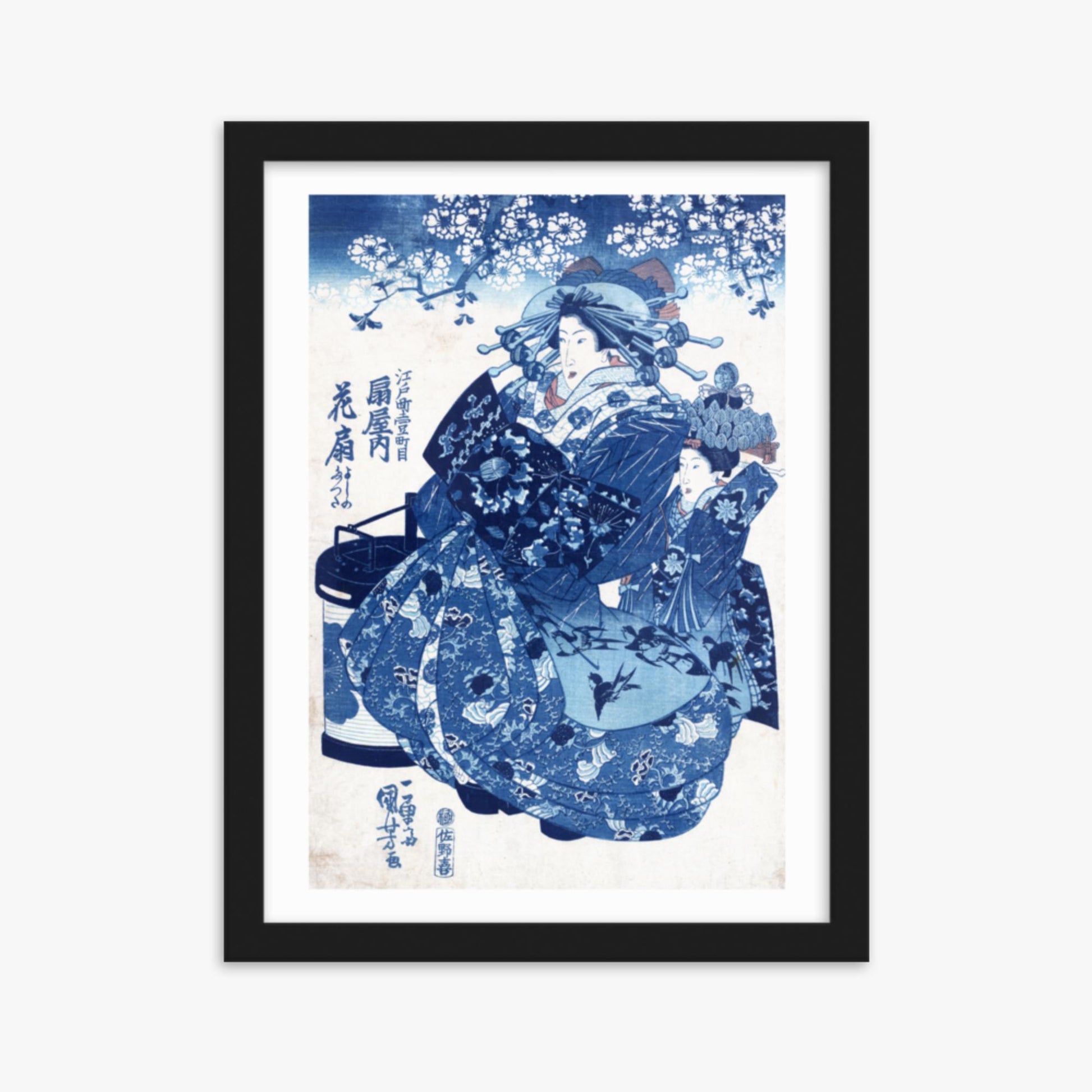 Utagawa Kuniyoshi - The Courtesan Hanao of Ōgi-ya 30x40 cm Poster With Black Frame