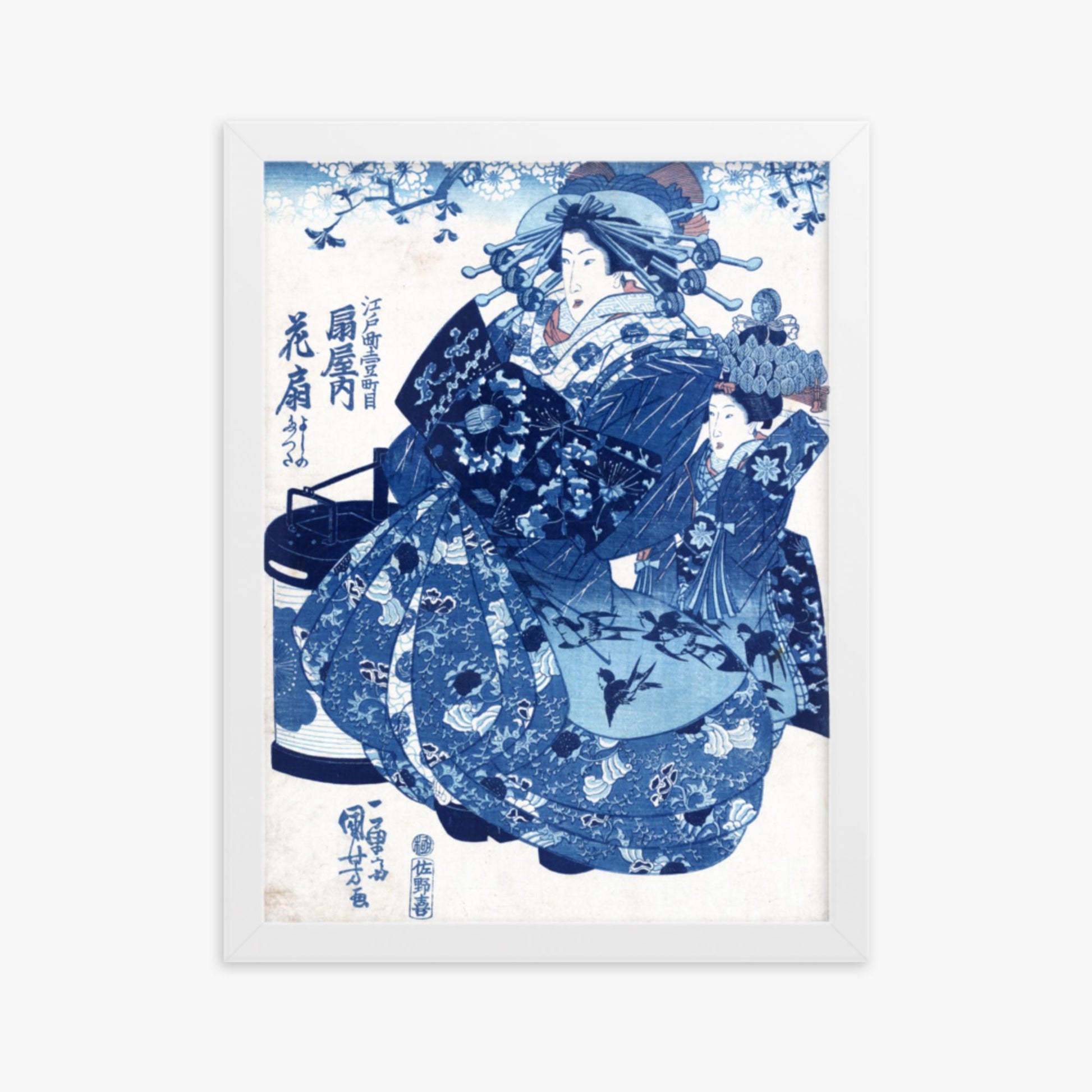Utagawa Kuniyoshi - The Courtesan Hanao of Ōgi-ya 30x40 cm Poster With White Frame