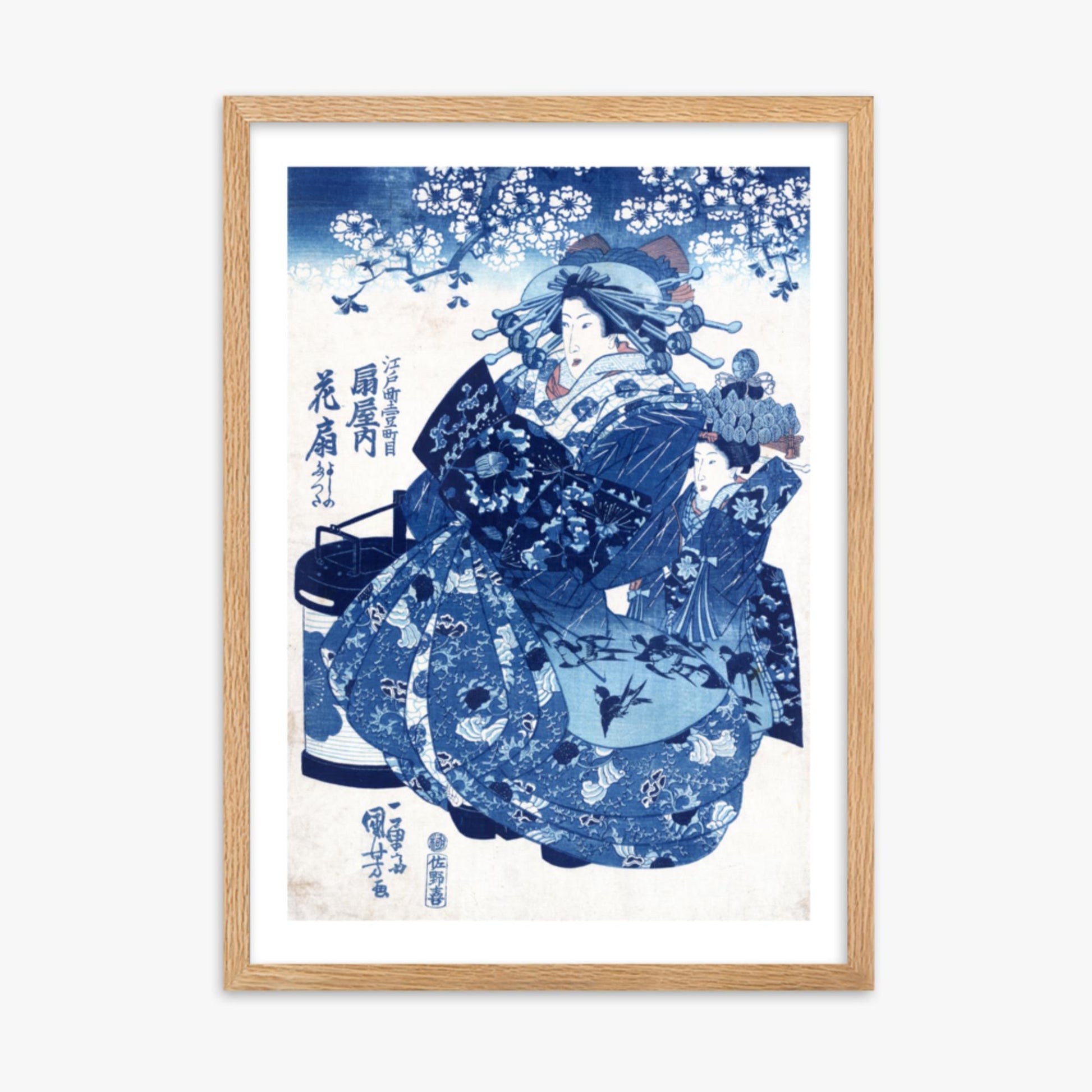 Utagawa Kuniyoshi - The Courtesan Hanao of Ōgi-ya 50x70 cm Poster With Oak Frame