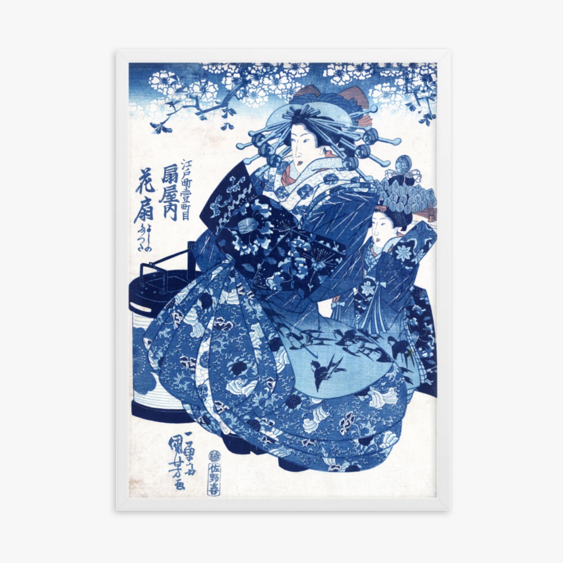 Utagawa Kuniyoshi - The Courtesan Hanao of Ōgi-ya 50x70 cm Poster With White Frame