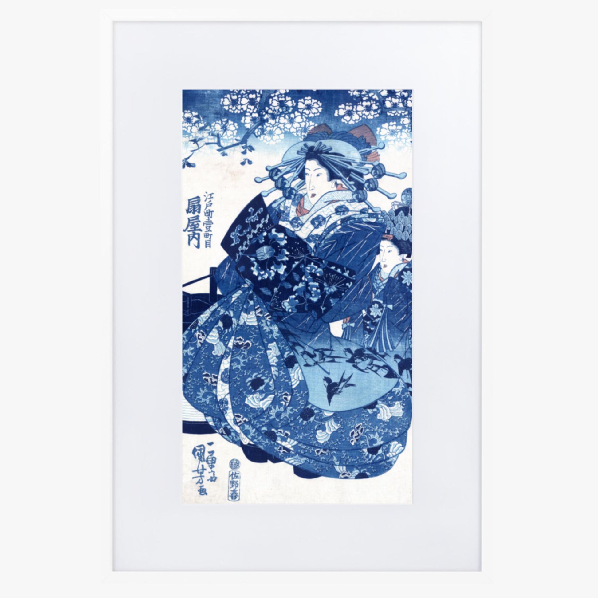 Utagawa Kuniyoshi - The Courtesan Hanao of Ōgi-ya 61x91 cm Poster With White Frame
