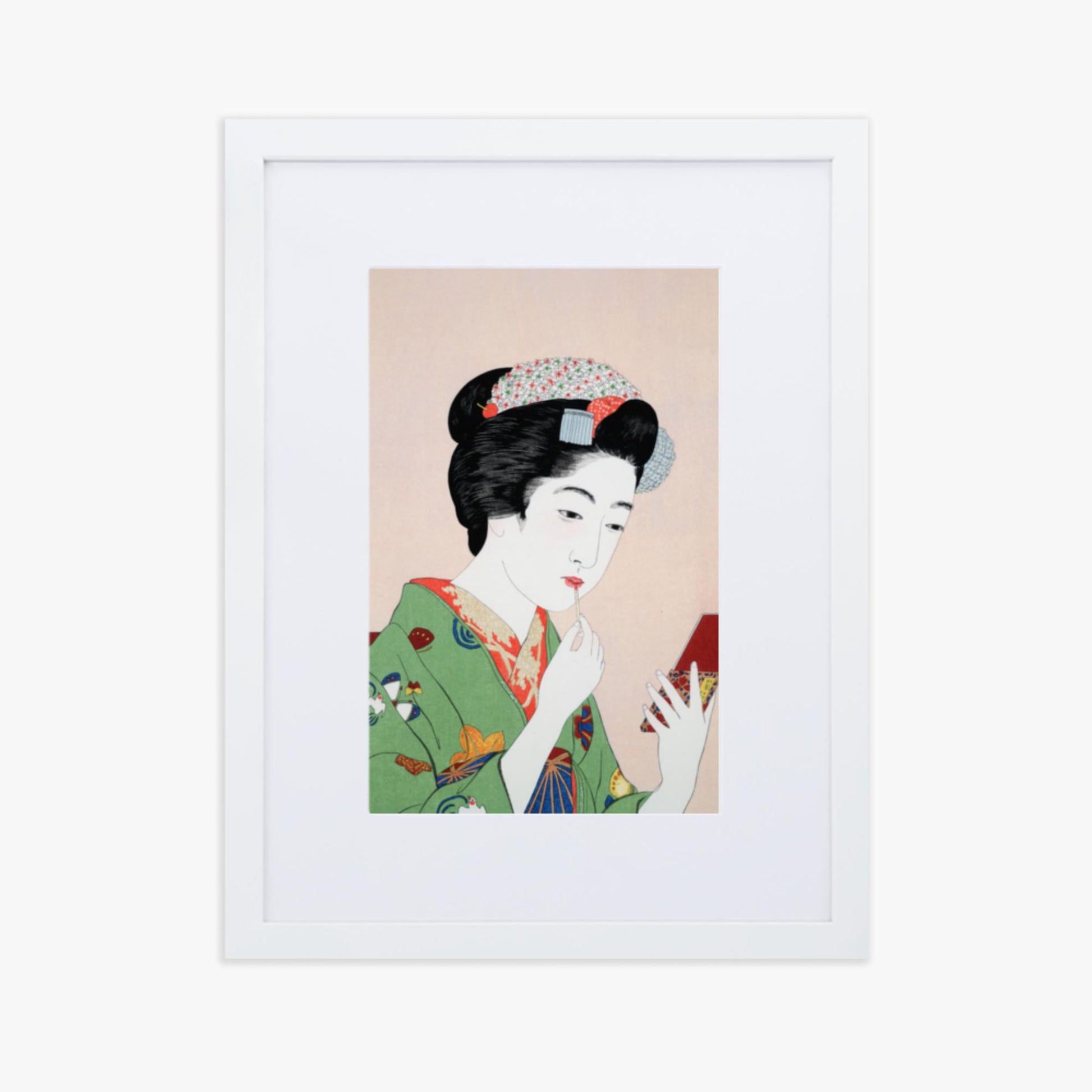 Goyō Hashiguchi - Woman Applying Rouge 30x40 cm Poster With White Frame