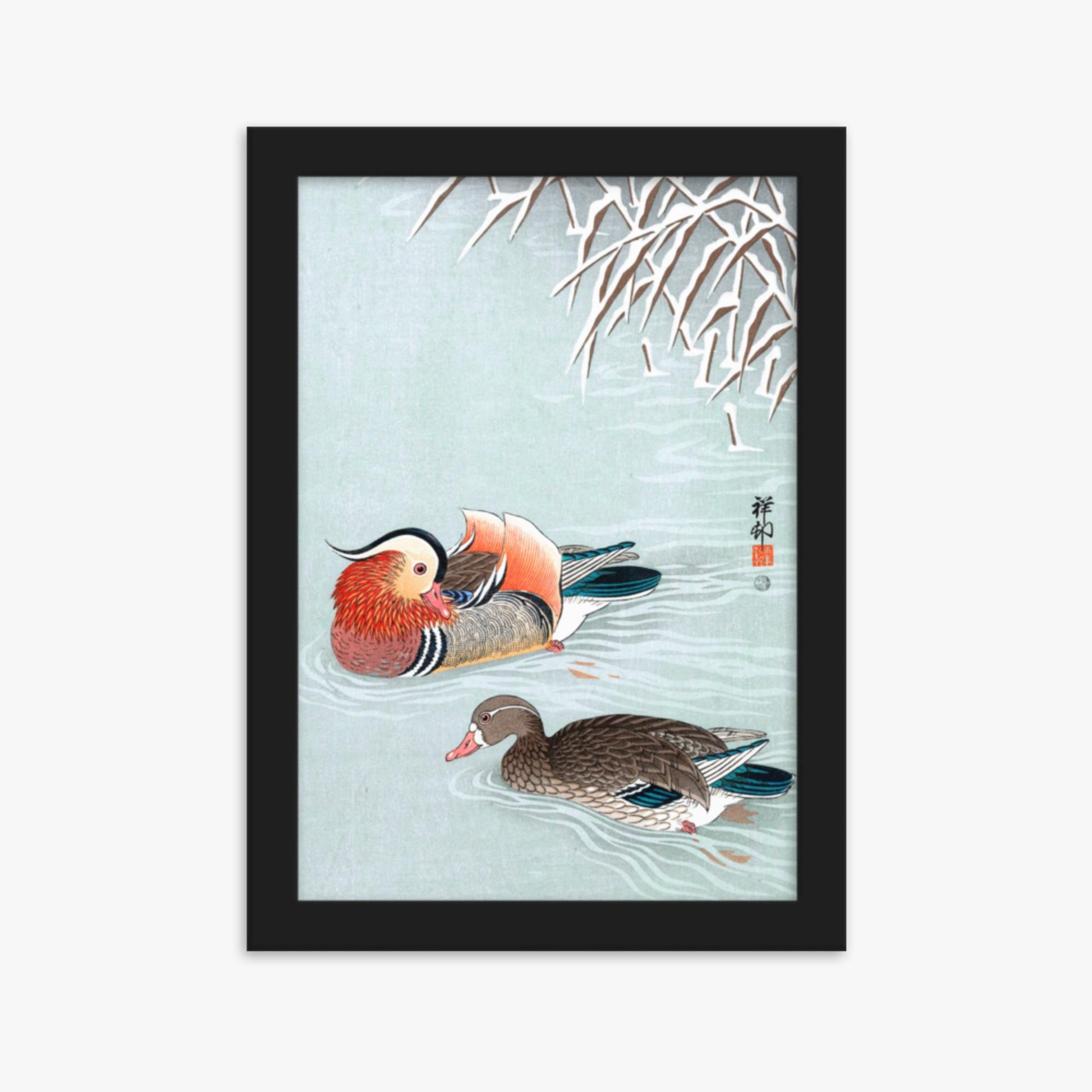 Ohara Koson - Mandarin Ducks 21x30 cm Poster With Black Frame