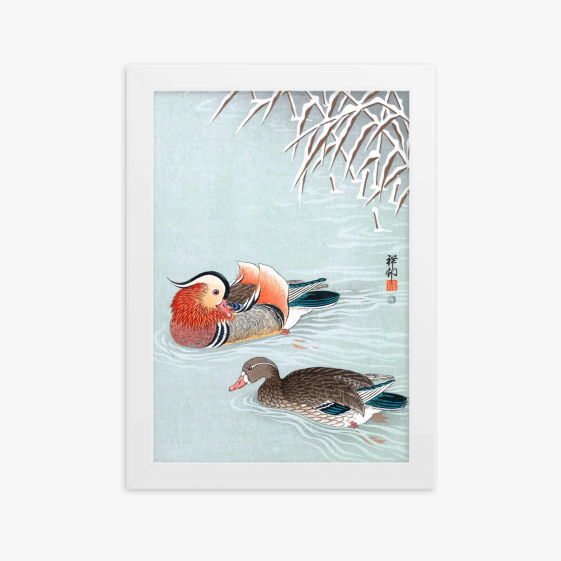 Ohara Koson - Mandarin Ducks 21x30 cm Poster With White Frame