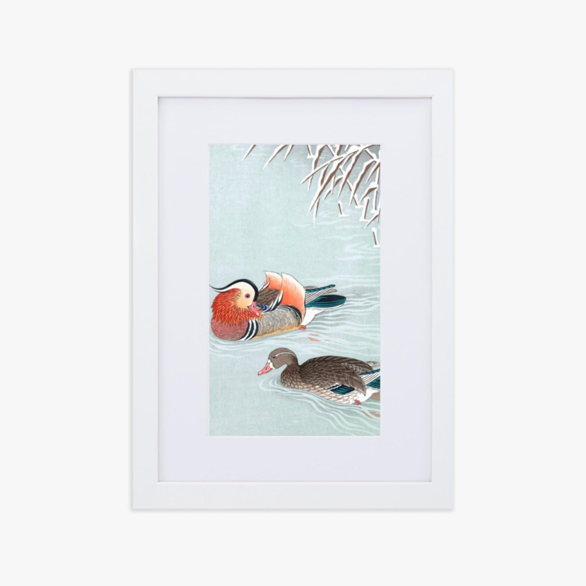 Ohara Koson - Mandarin Ducks 21x30 cm Poster With White Frame