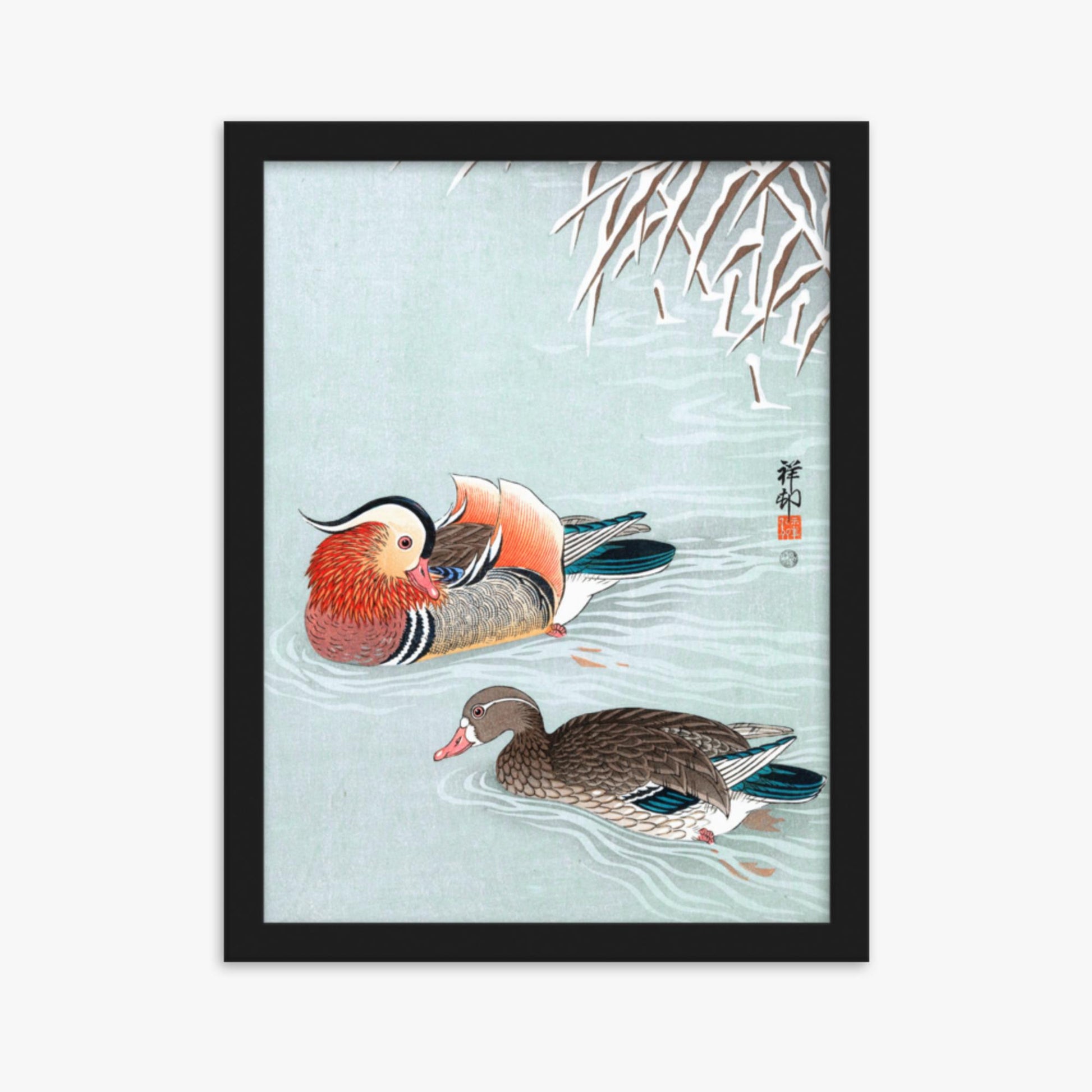 Ohara Koson - Mandarin Ducks 30x40 cm Poster With Black Frame