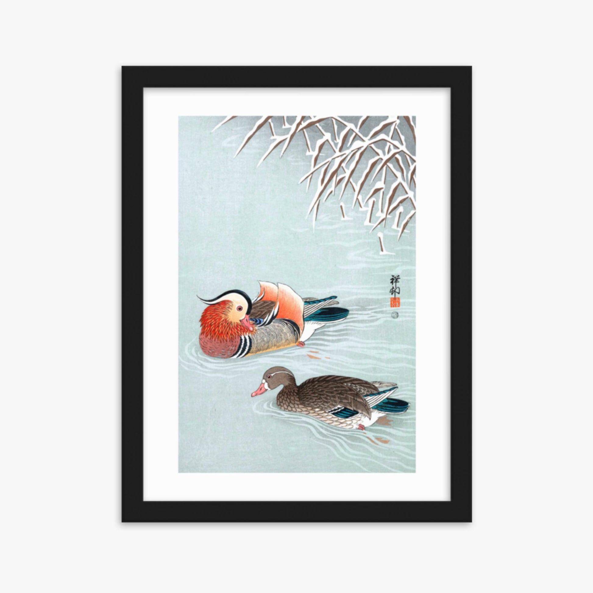 Ohara Koson - Mandarin Ducks 30x40 cm Poster With Black Frame