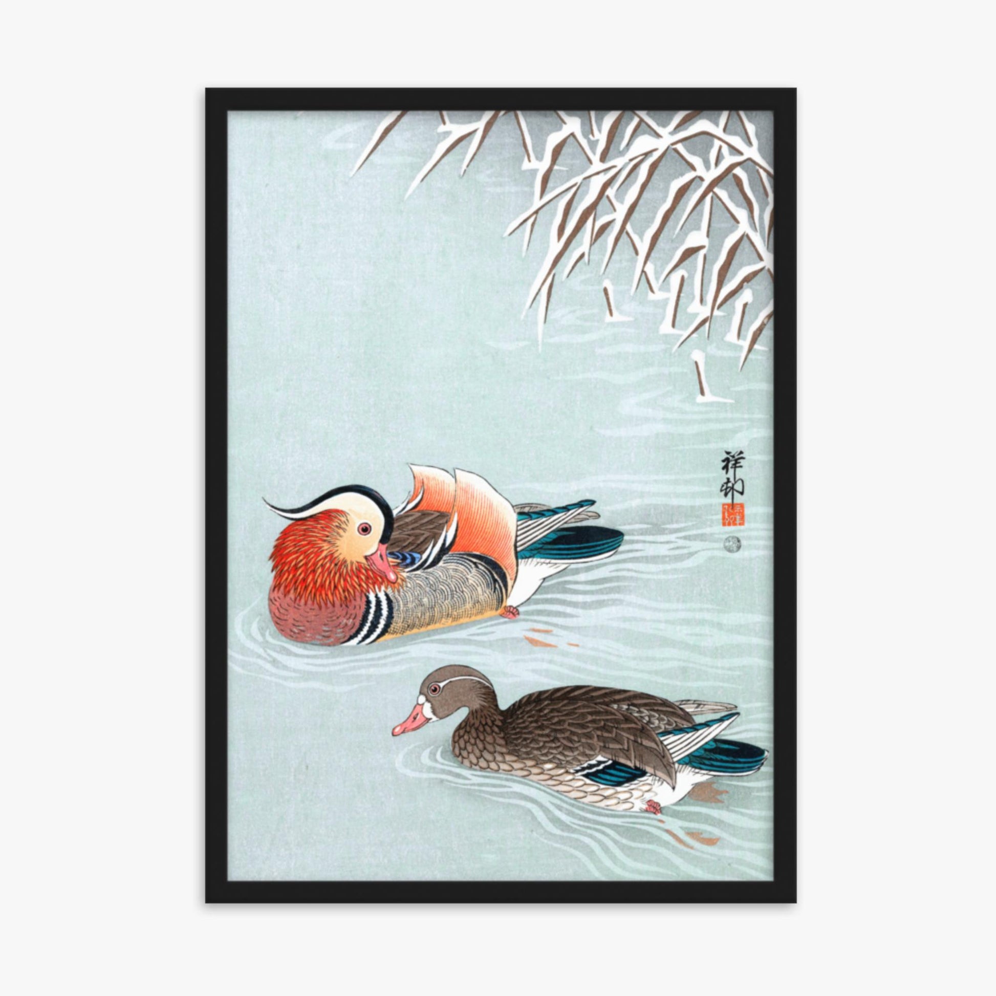 Ohara Koson - Mandarin Ducks 50x70 cm Poster With Black Frame
