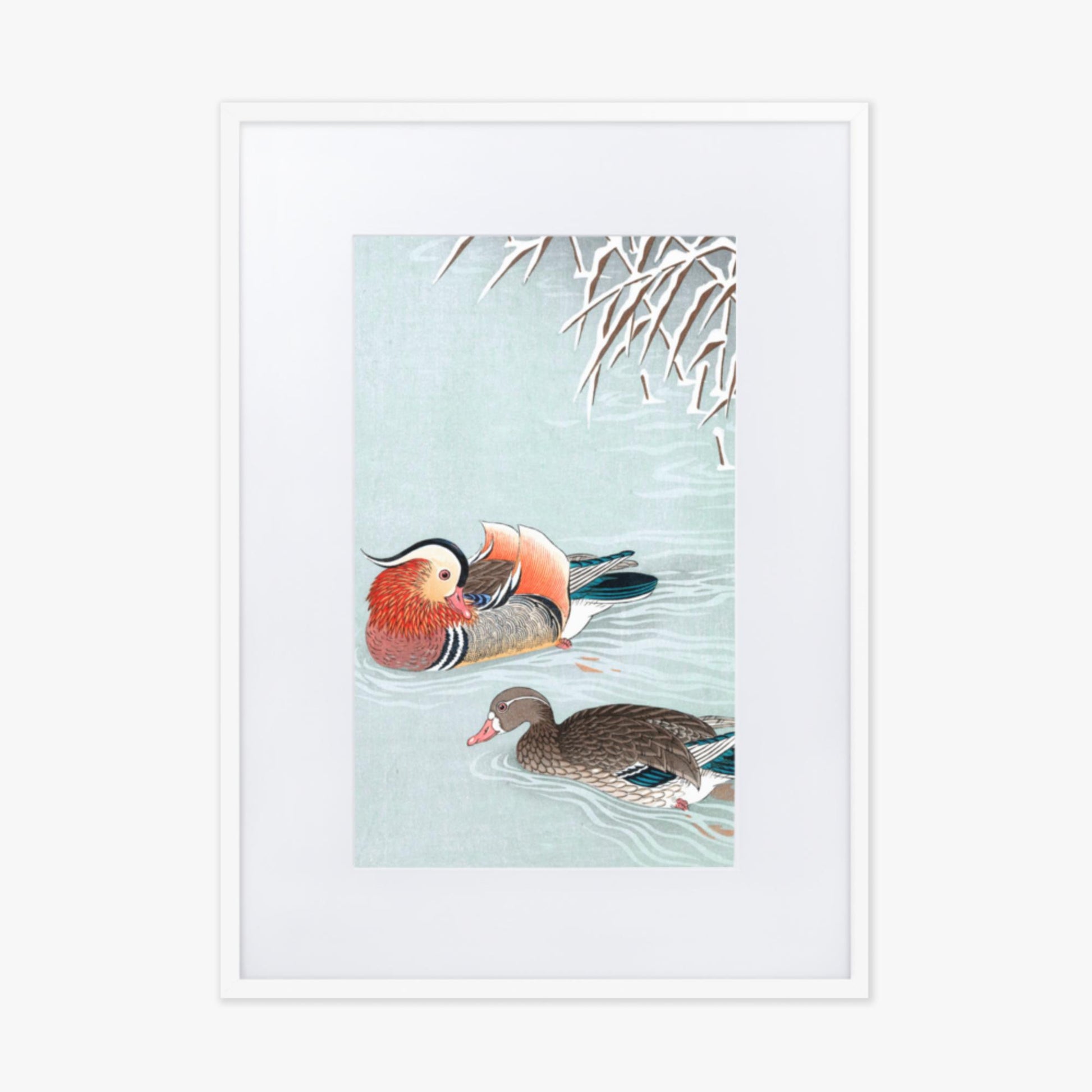 Ohara Koson - Mandarin Ducks 50x70 cm Poster With White Frame