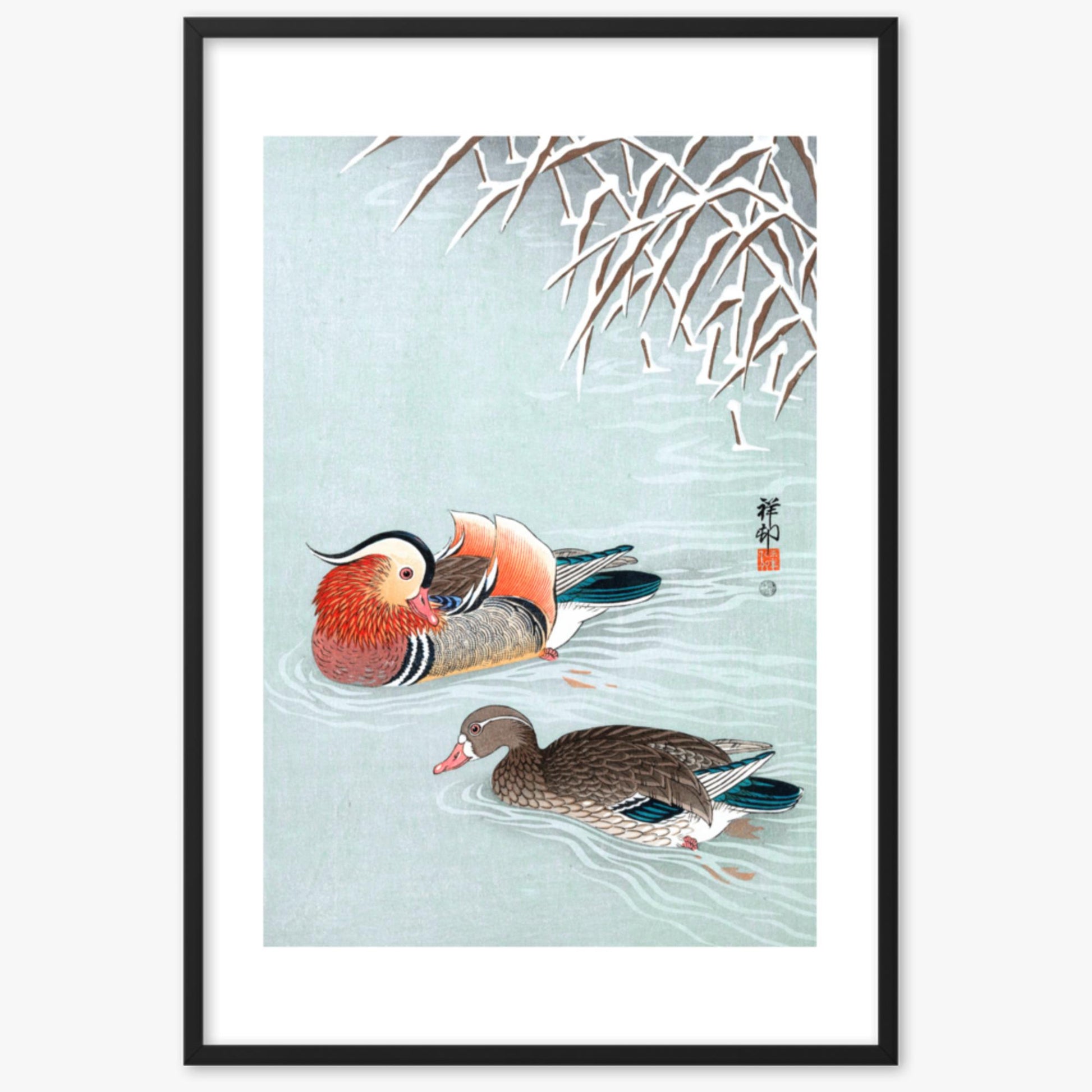 Ohara Koson - Mandarin Ducks 61x91 cm Poster With Black Frame