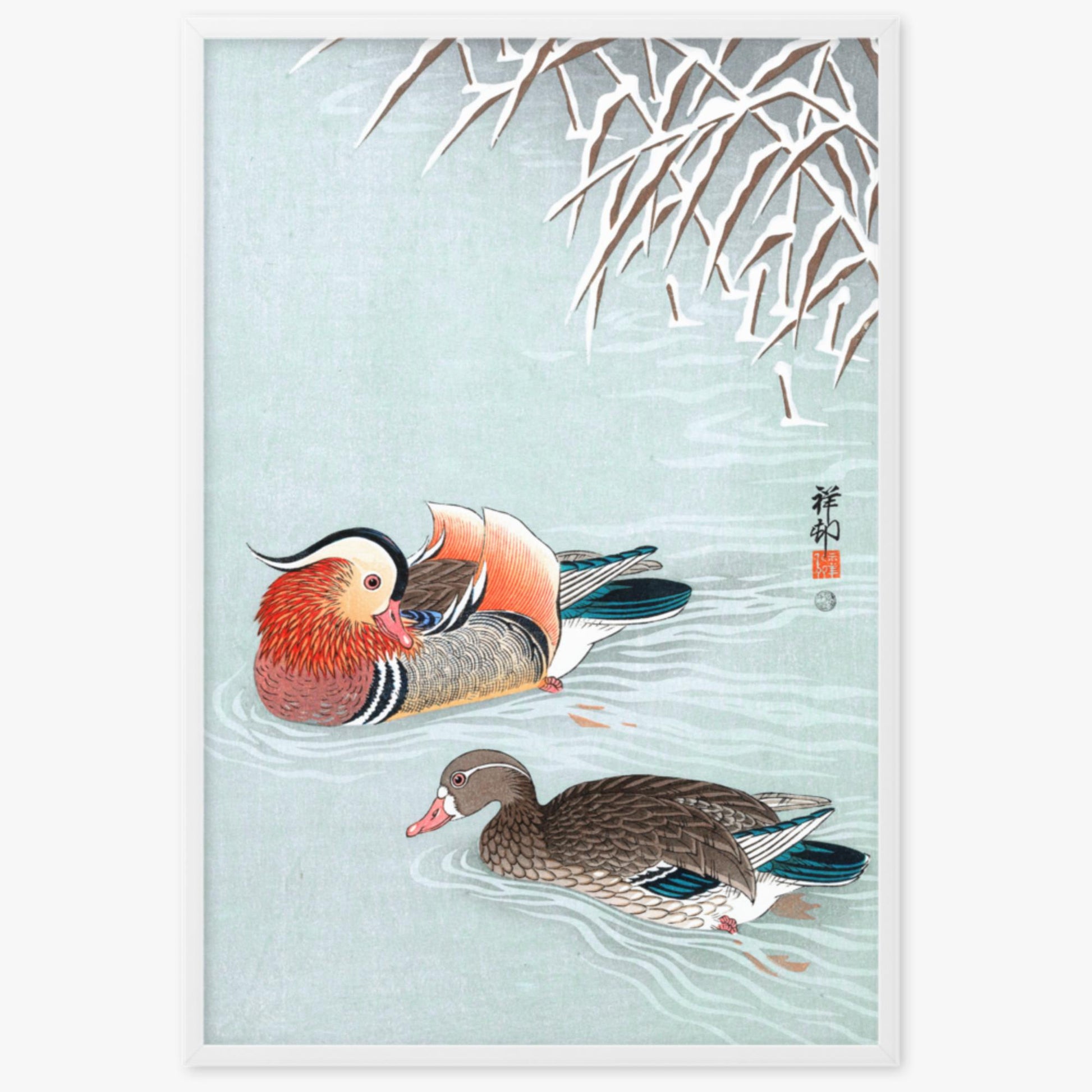 Ohara Koson - Mandarin Ducks 61x91 cm Poster With White Frame