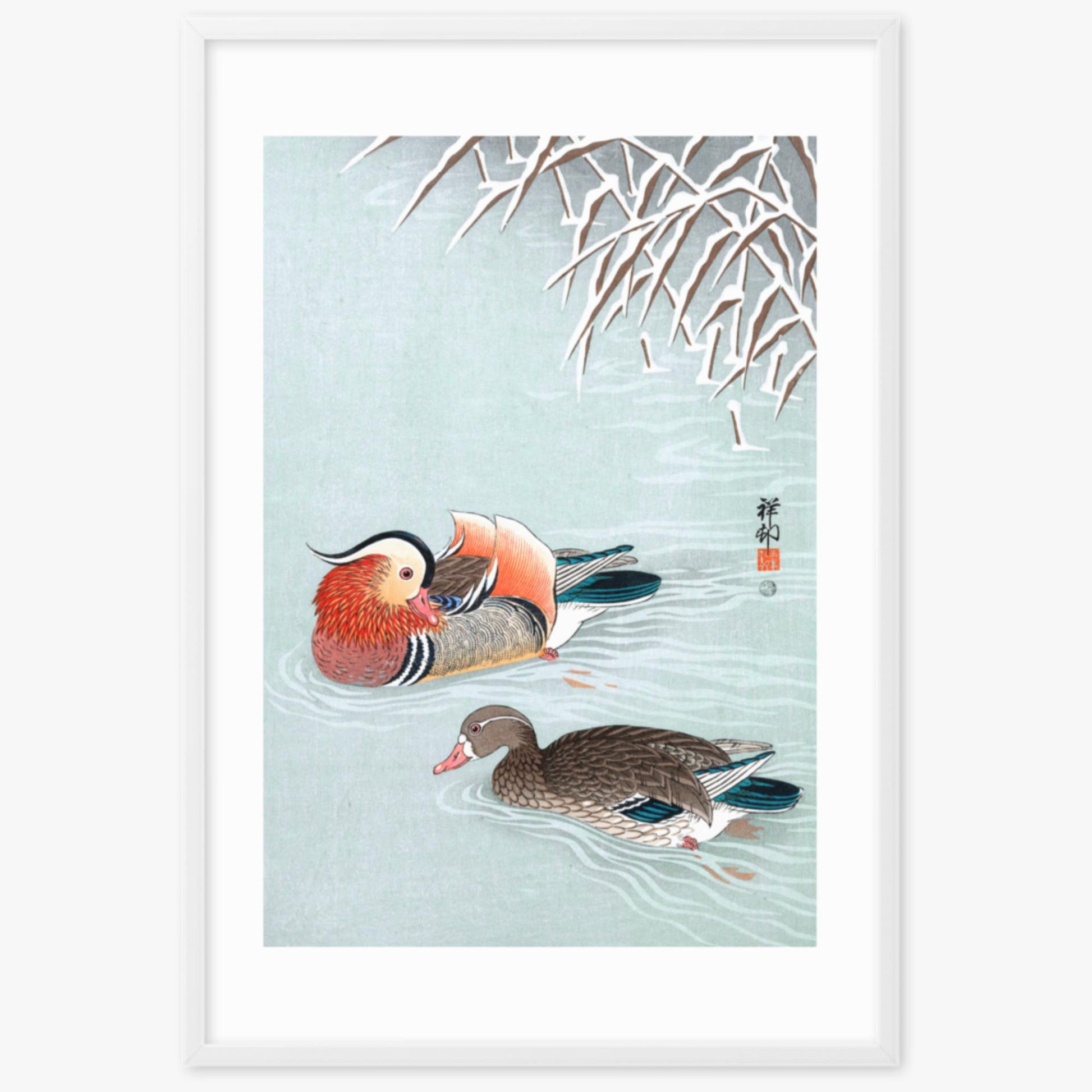 Ohara Koson - Mandarin Ducks 61x91 cm Poster With White Frame