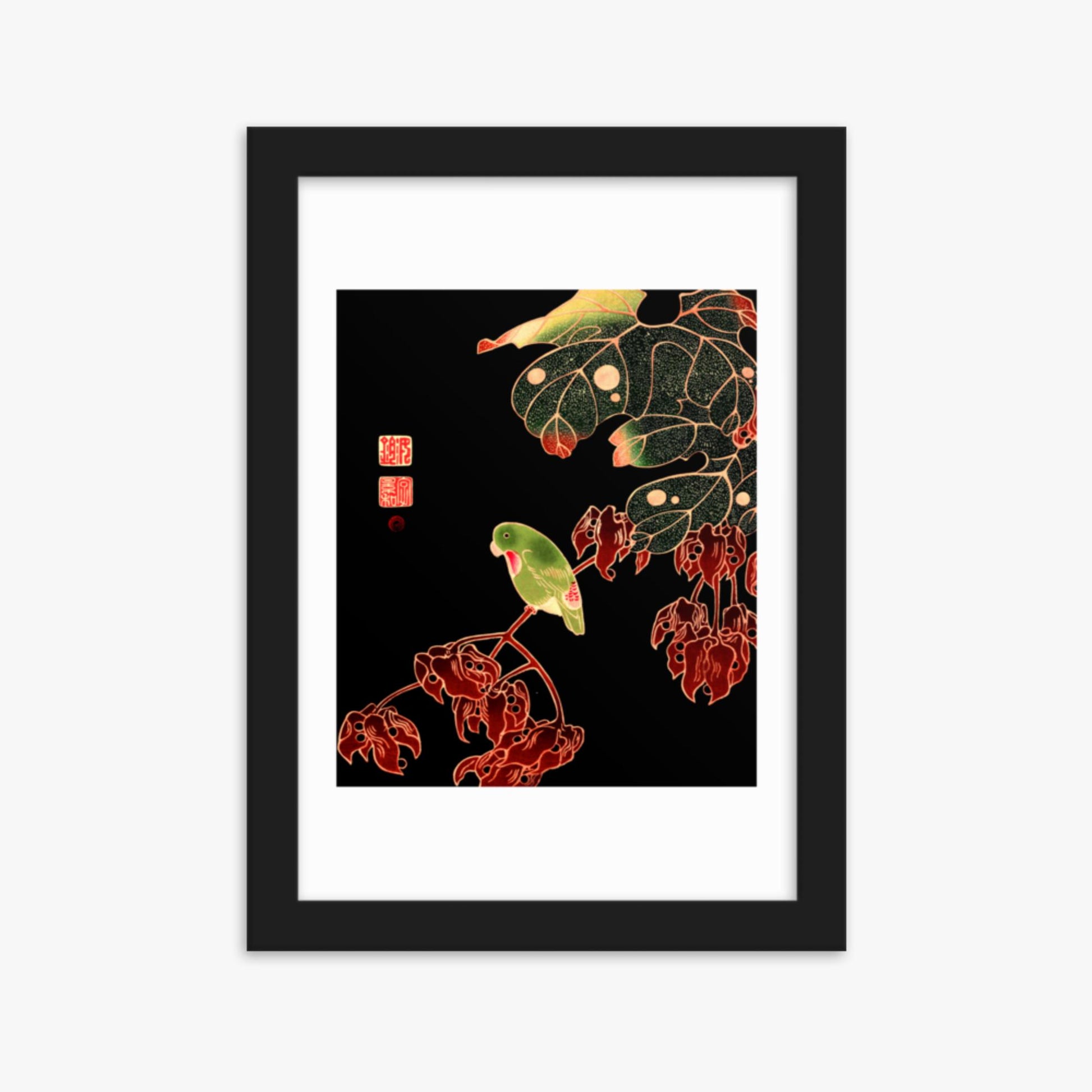 Ito Jakuchu - The Paroquet 21x30 cm Poster With Black Frame