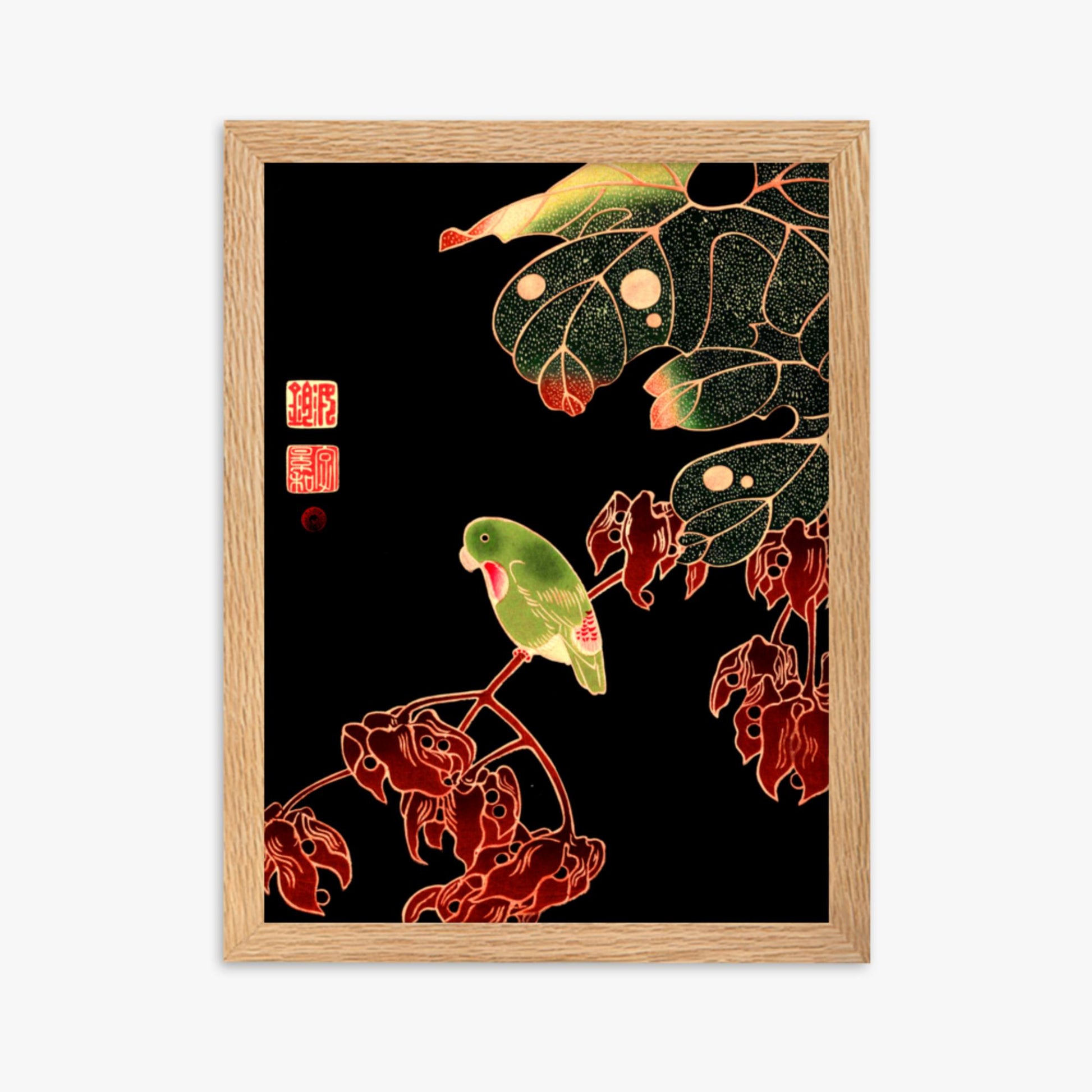 Ito Jakuchu - The Paroquet 30x40 cm Poster With Oak Frame