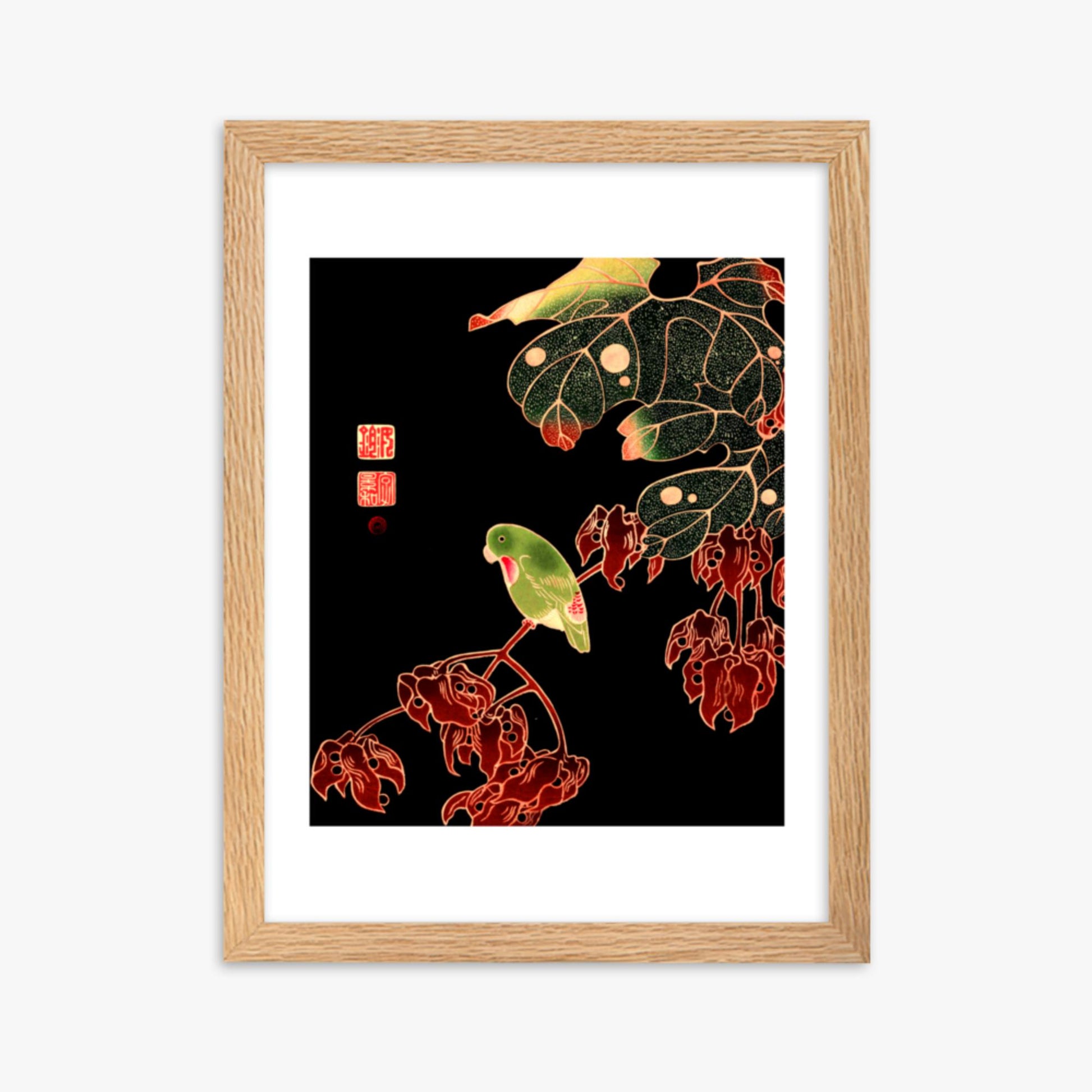 Ito Jakuchu - The Paroquet 30x40 cm Poster With Oak Frame
