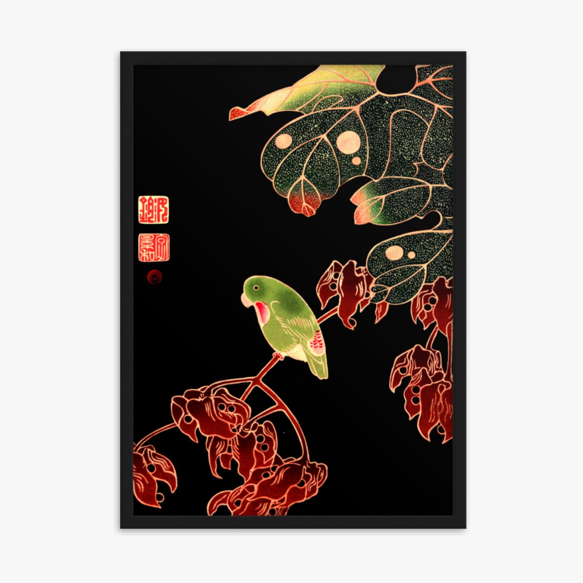 Ito Jakuchu - The Paroquet 50x70 cm Poster With Black Frame
