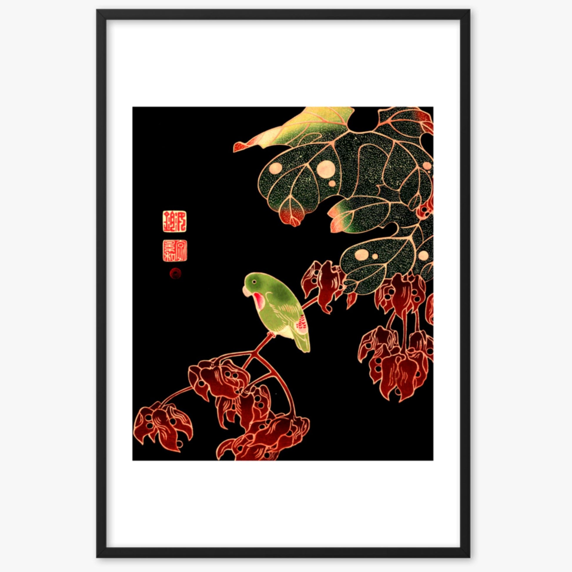 Ito Jakuchu - The Paroquet 61x91 cm Poster With Black Frame