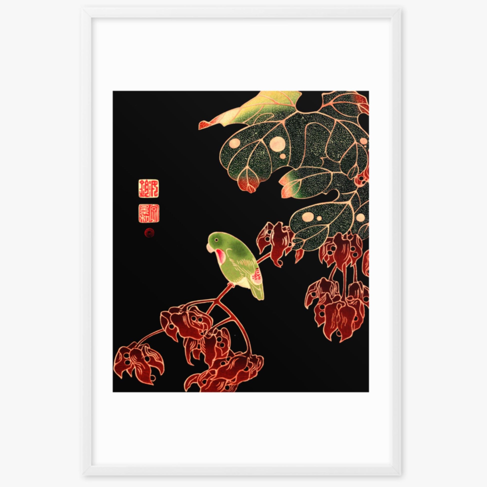 Ito Jakuchu - The Paroquet 61x91 cm Poster With White Frame