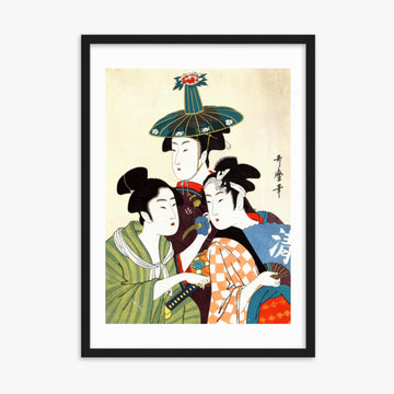 Utamaro Kitagawa - Three Young Men or Women  50x70 cm Poster With Black Frame