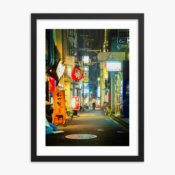 Kyoto, Japan backstreet at night 18x24 in Poster With Black Frame