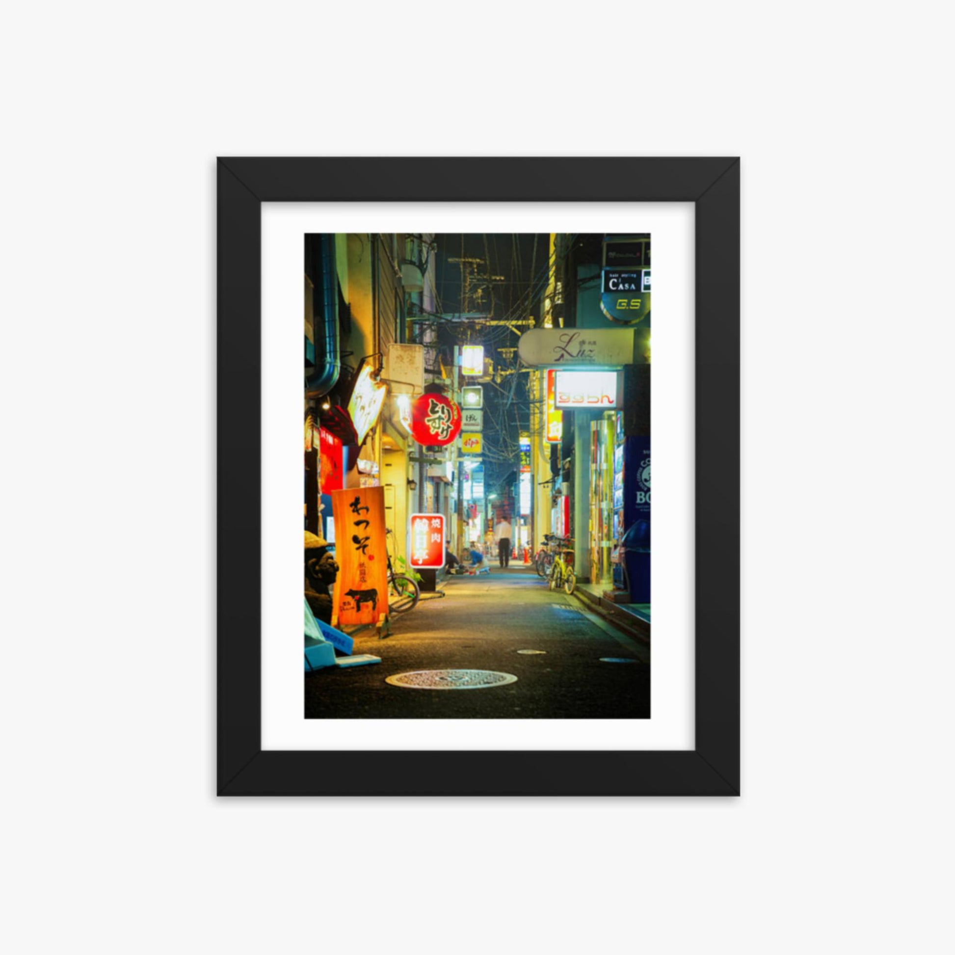 Kyoto, Japan backstreet at night 8x10 in Poster With Black Frame