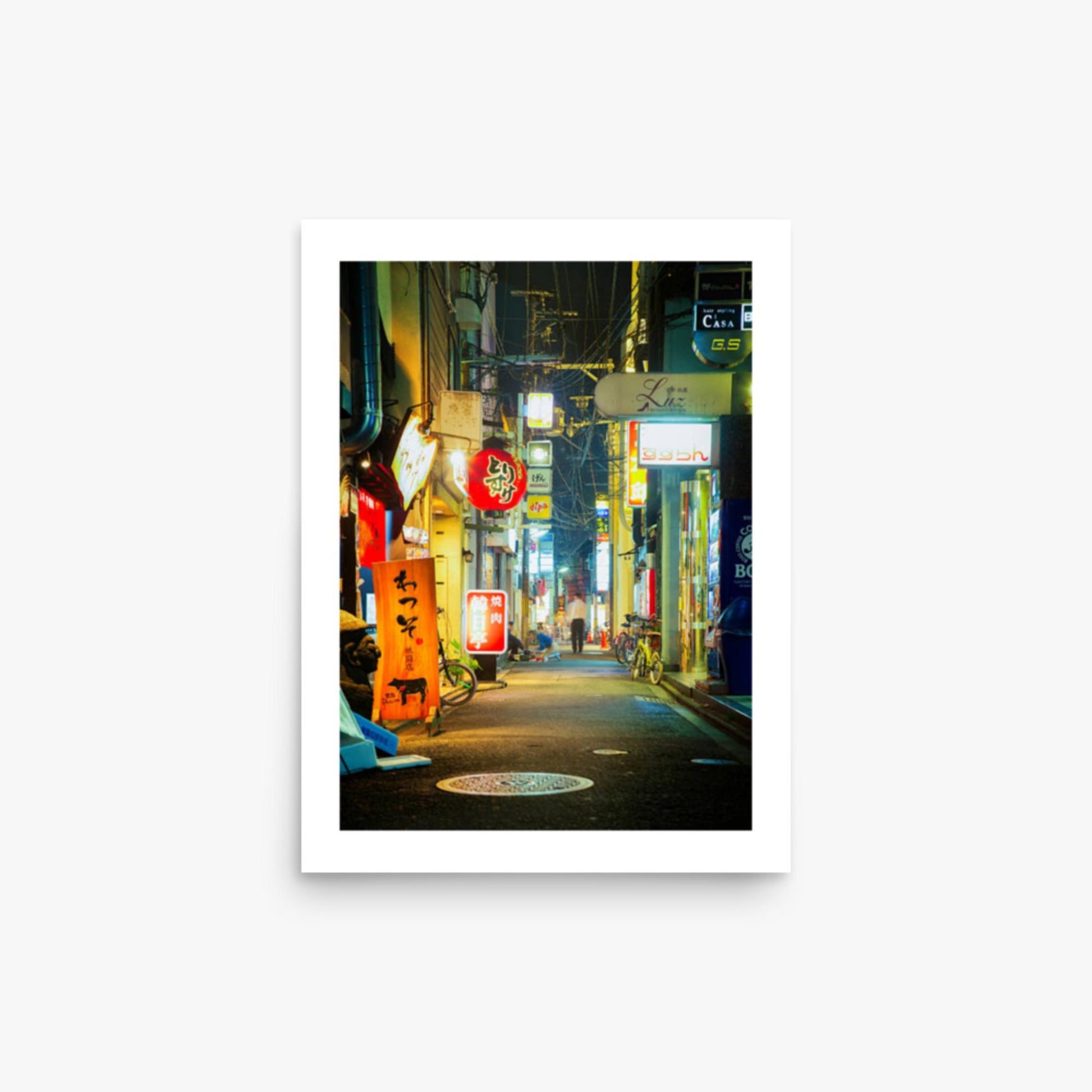 Kyoto, Japan backstreet at night 12x16 in Poster
