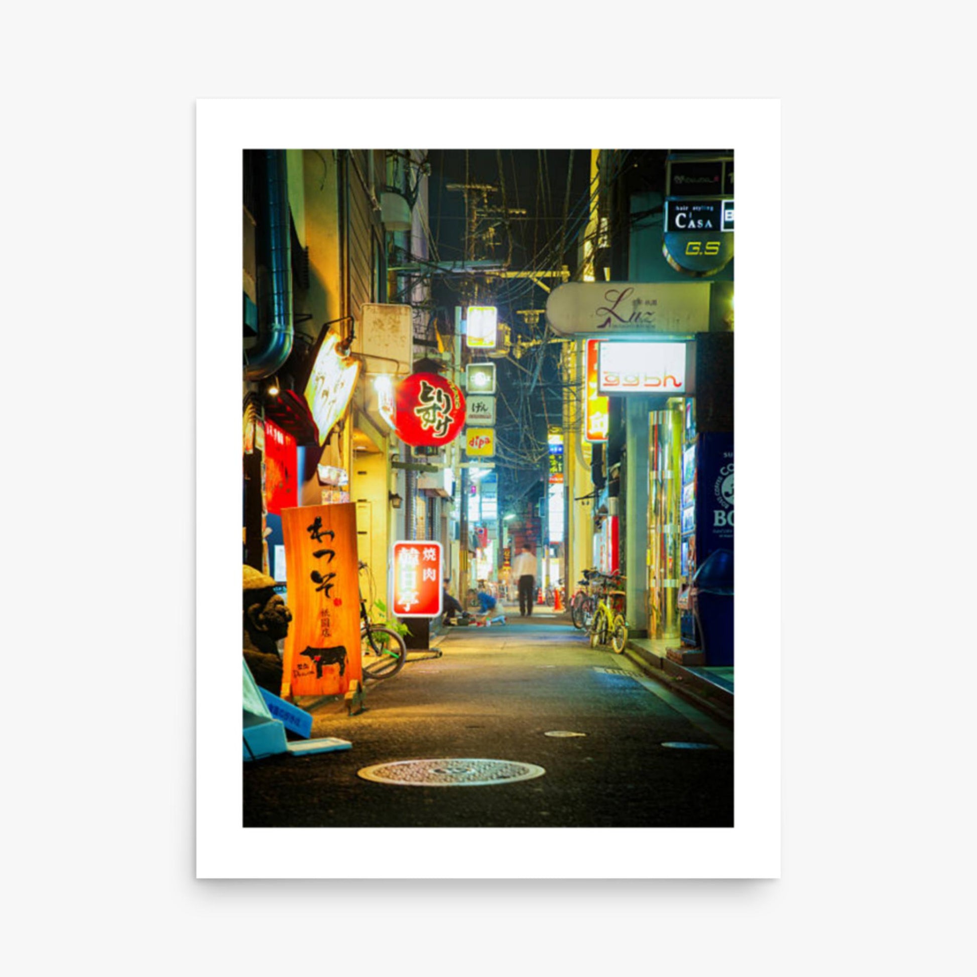 Kyoto, Japan backstreet at night 18x24 in Poster