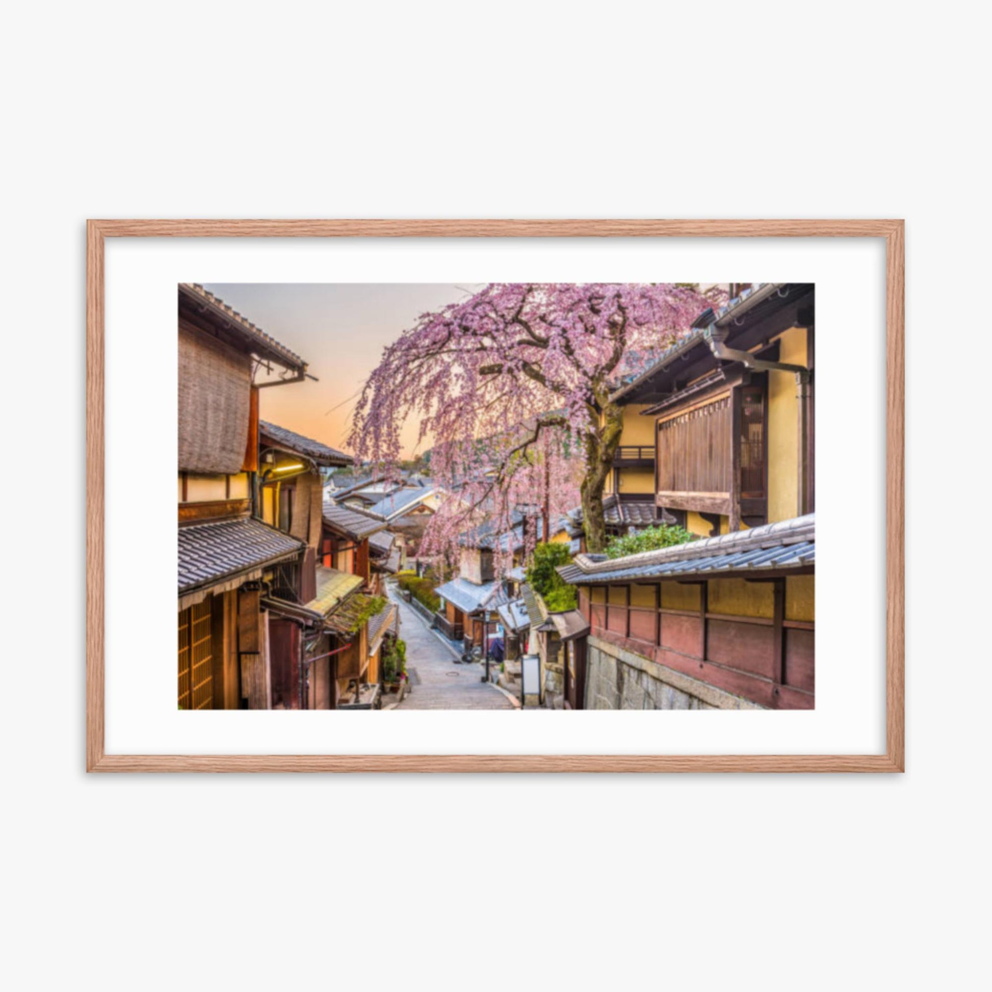 Kyoto, Japan in Sprint 24x36 in Poster With Oak Frame