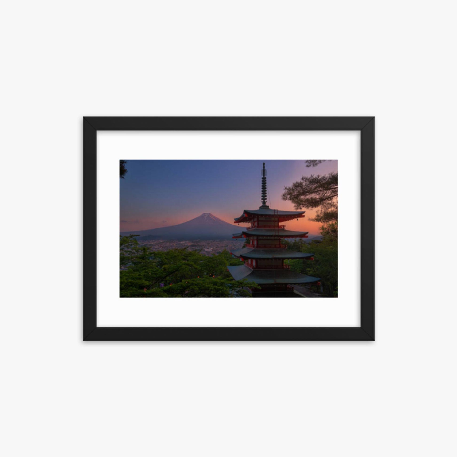 Red Pagoda 12x16 in Poster With Black Frame