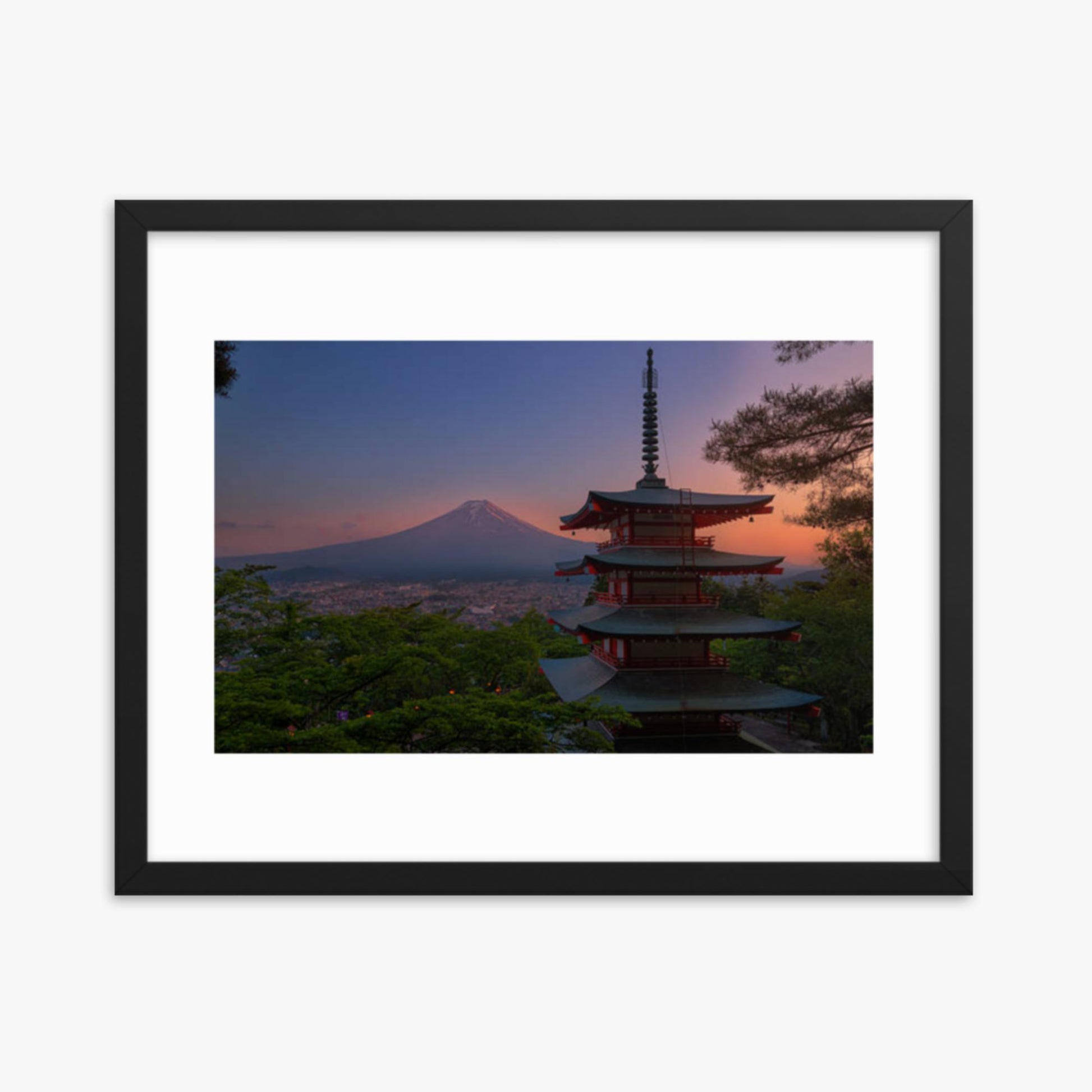 Red Pagoda 16x20 in Poster With Black Frame