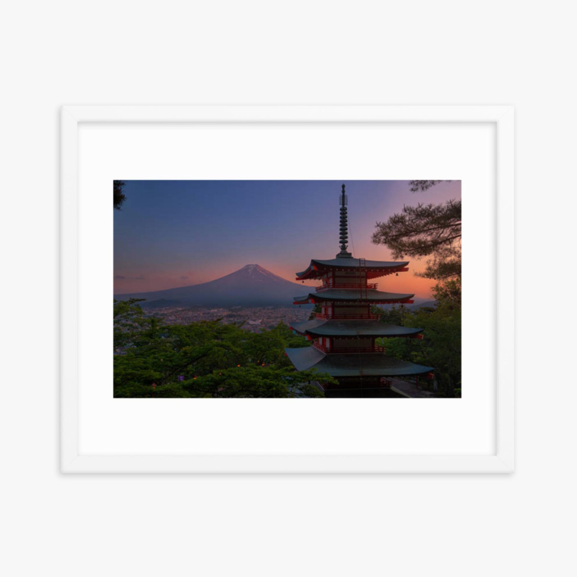 Red Pagoda 16x20 in Poster With White Frame