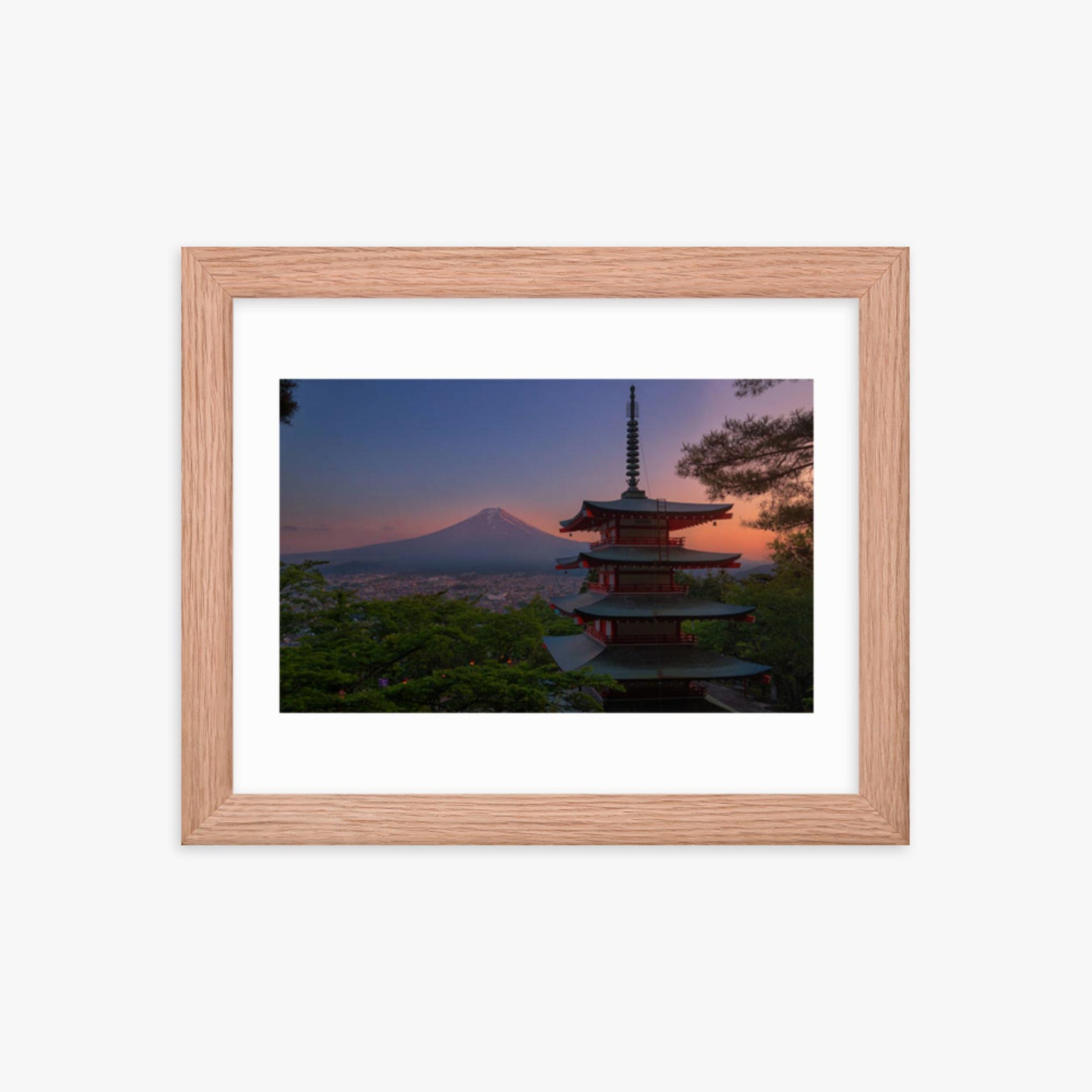 Red Pagoda 8x10 in Poster With Oak Frame