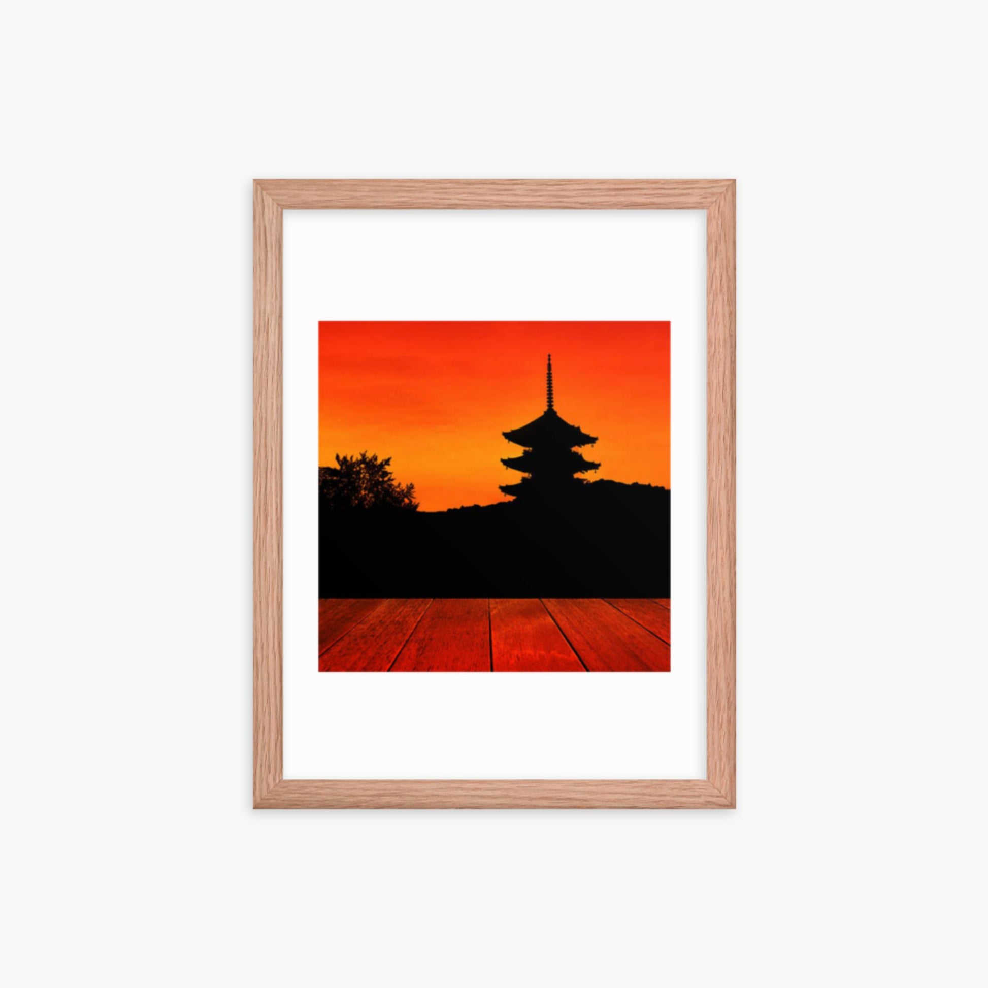 Sunset 12x16 in Poster With Oak Frame
