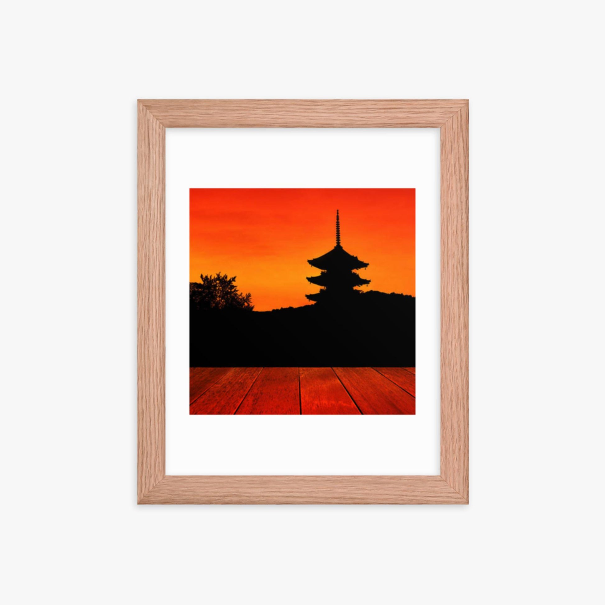 Sunset 8x10 in Poster With Oak Frame