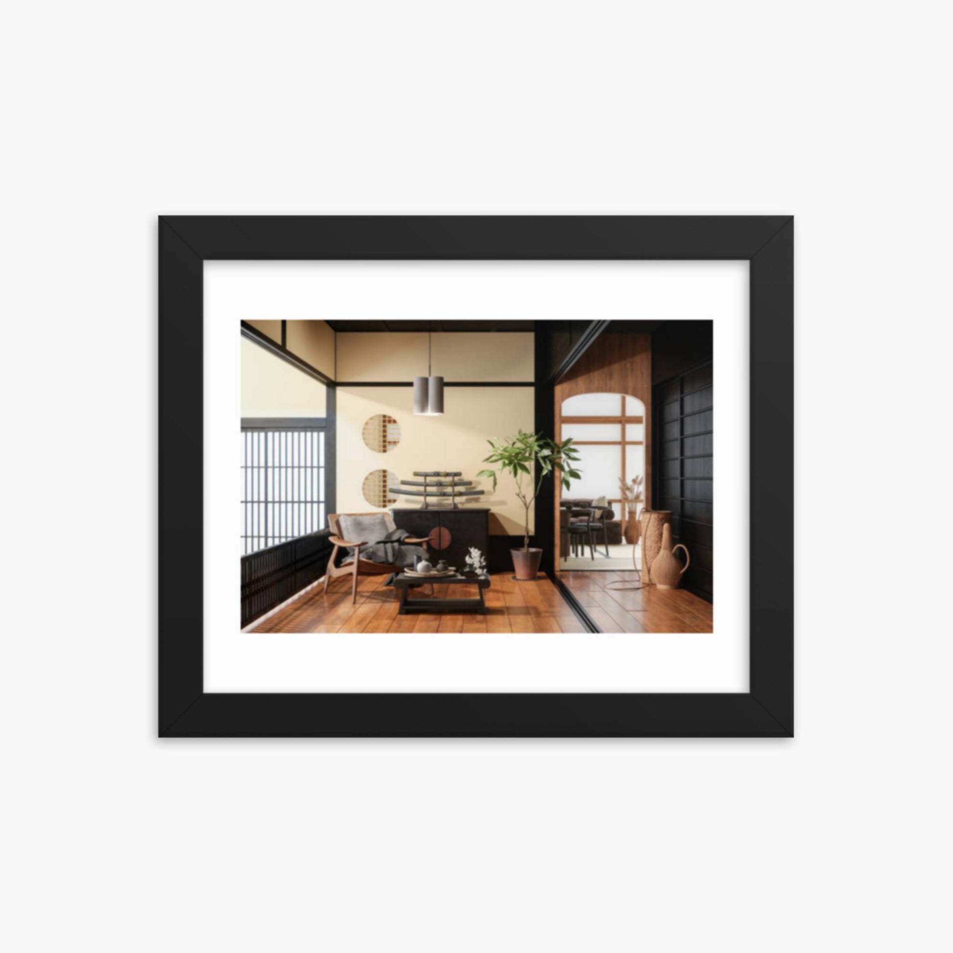 Japanese Style Living Room Interior 8x10 in Poster With Black Frame