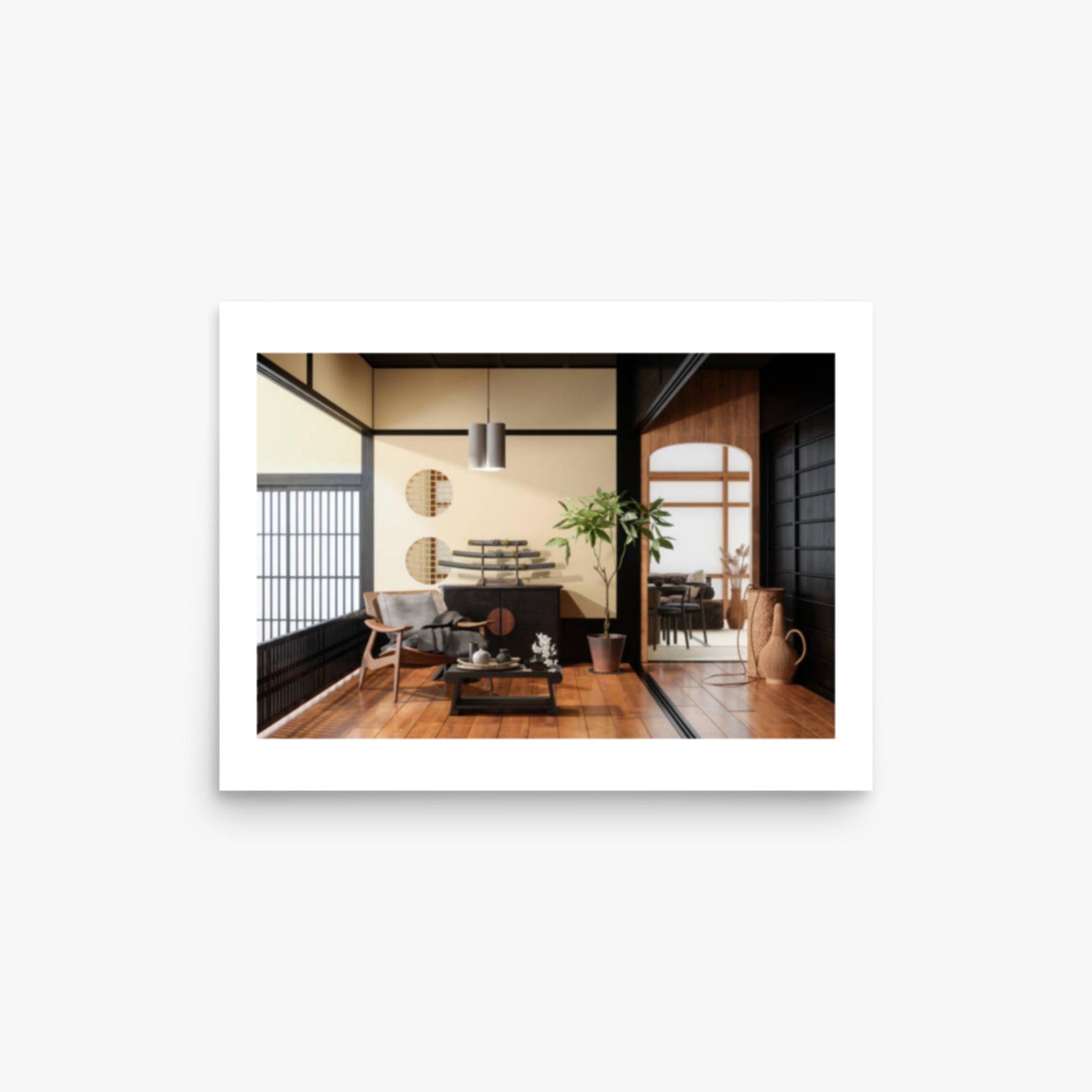 Japanese Style Living Room Interior 12x16 in Poster