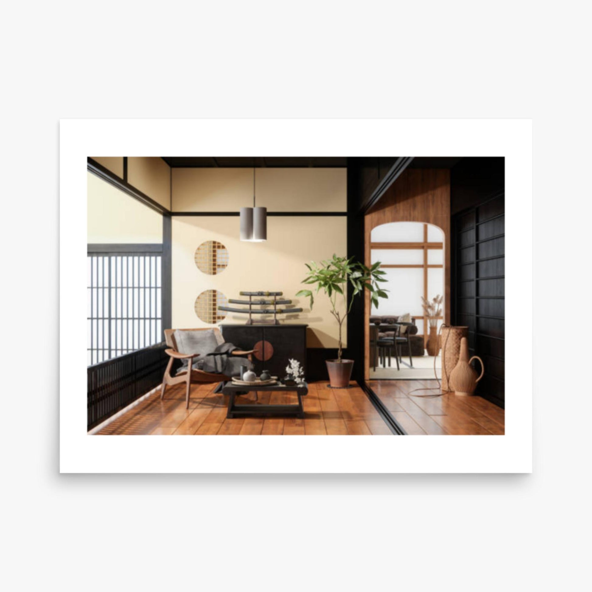 Japanese Style Living Room Interior 18x24 in Poster