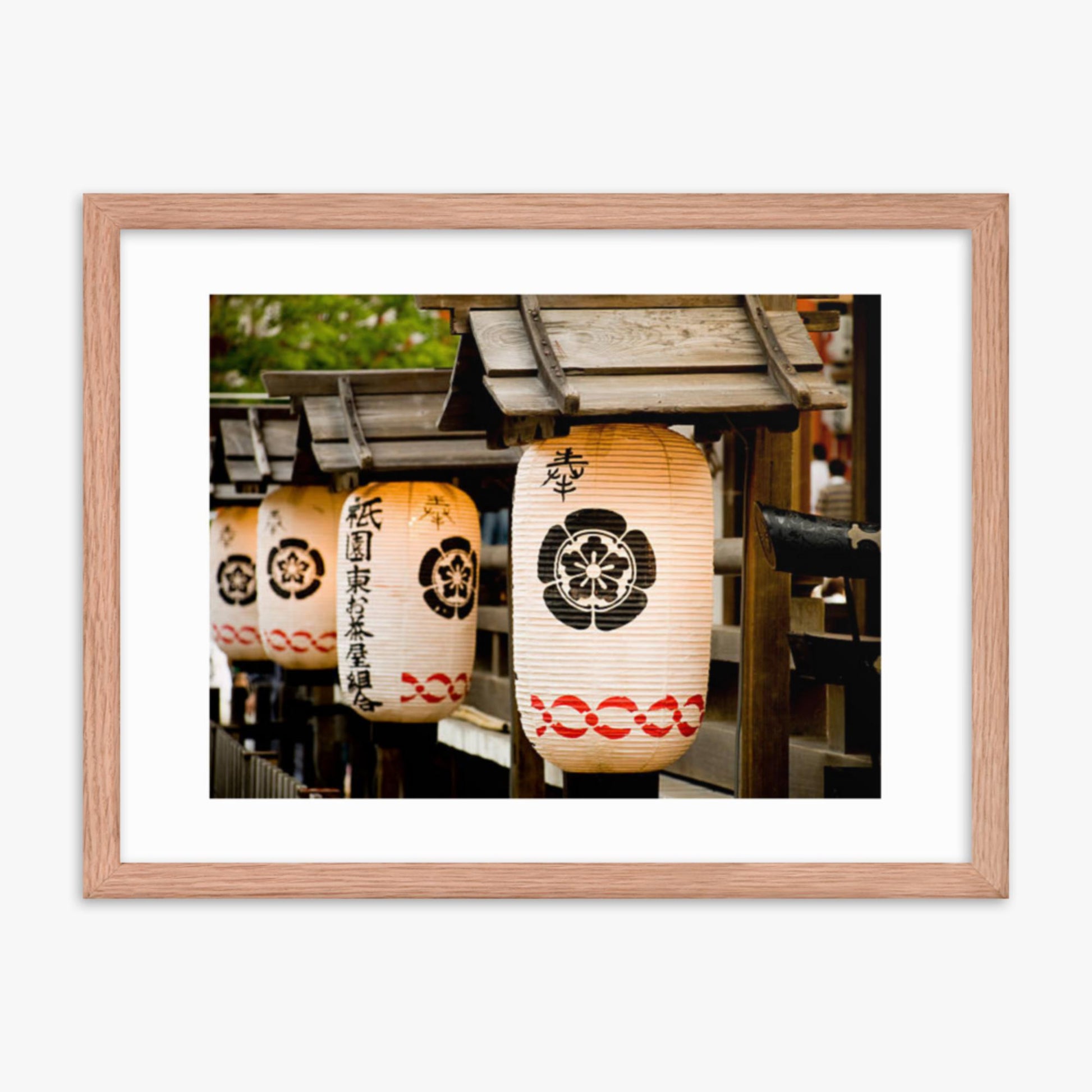 Japanese lanterns 18x24 in Poster With Oak Frame